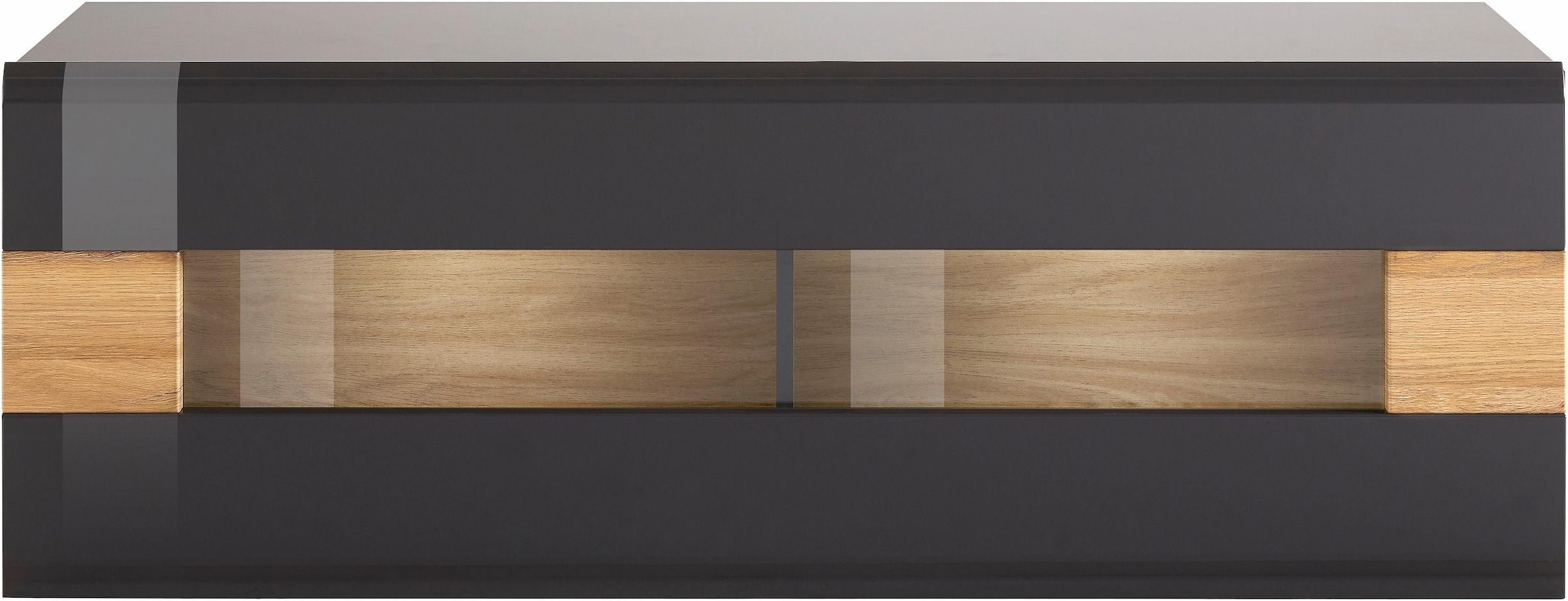 INOSIGN Hängevitrine »Toledo,Breite 131 cm trendige Glasvitrine mit dekorative MDF-Front«, Vitrine mit Glasfront, ohne Beleuchtung, viel Stauraum