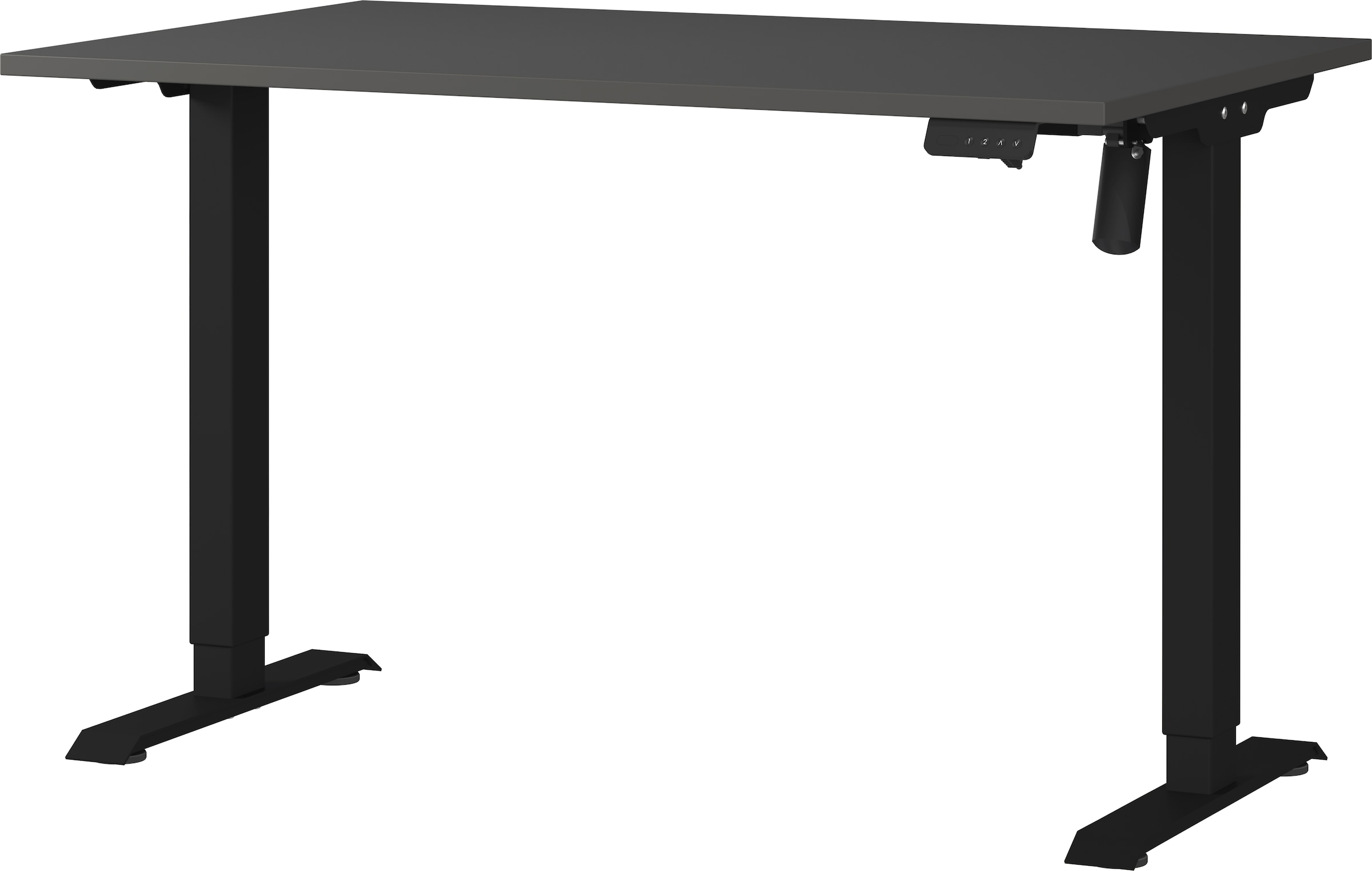 Schreibtisch GERMANIA "Boras", grau (graphit, schwarz, schwarz, graphit), B:120cm H:120cm T:80cm, Tische, Schreibtisch, Breite 120/140/160/180 cm, Met