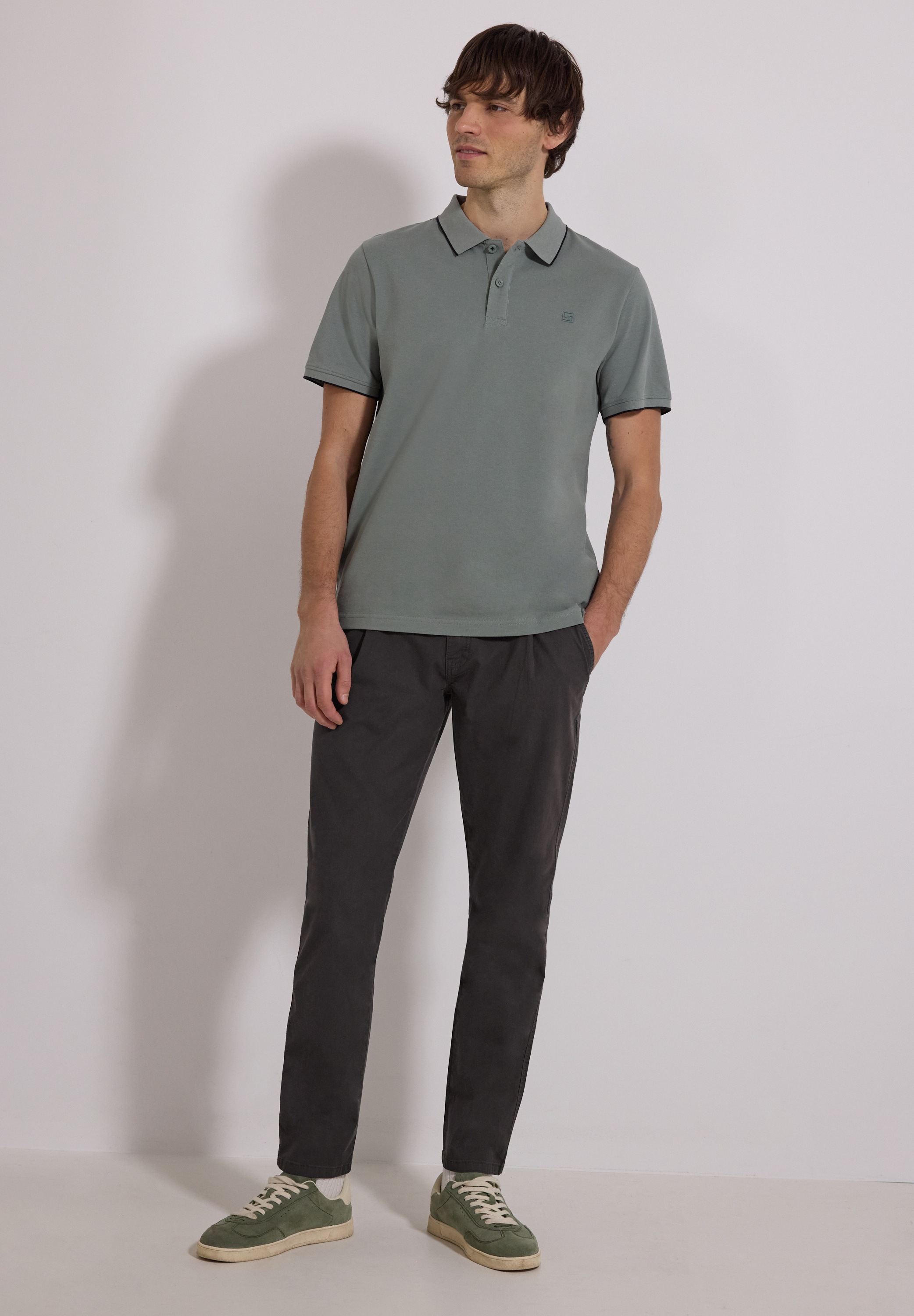 Stoffhose STREET ONE MEN, Herren, Gr. 36, Länge 34, industrial grau, Web, 98% Baumwolle, 2% Elasthan, unifarben, regular fit lang, Hosen Stoffhose, Middle Waist 3