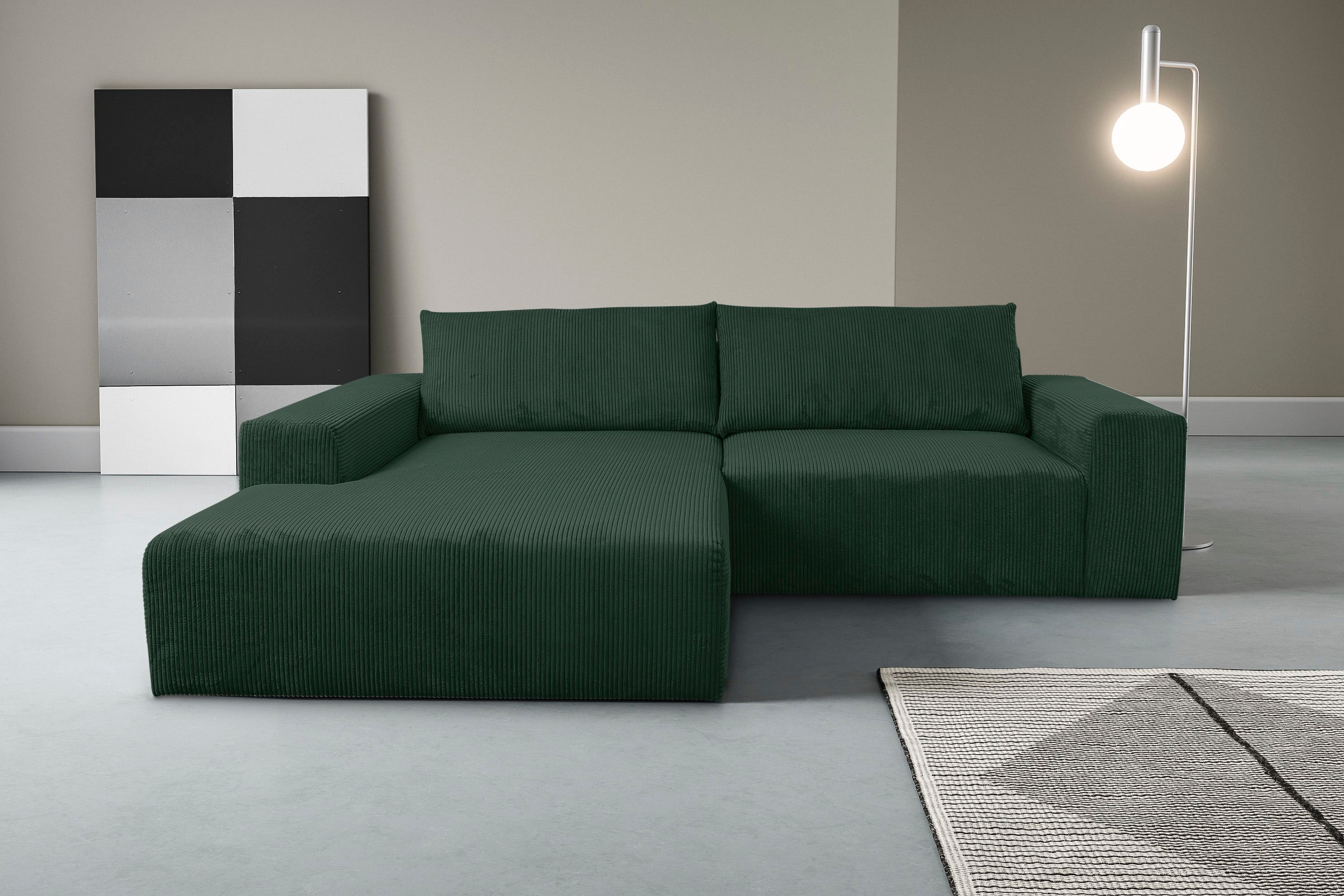 WERK2 Ecksofa "Rio 262 x 188 cm, modern & bequem, aktuelles Design, breite Armlehnen" Cord, L-Form