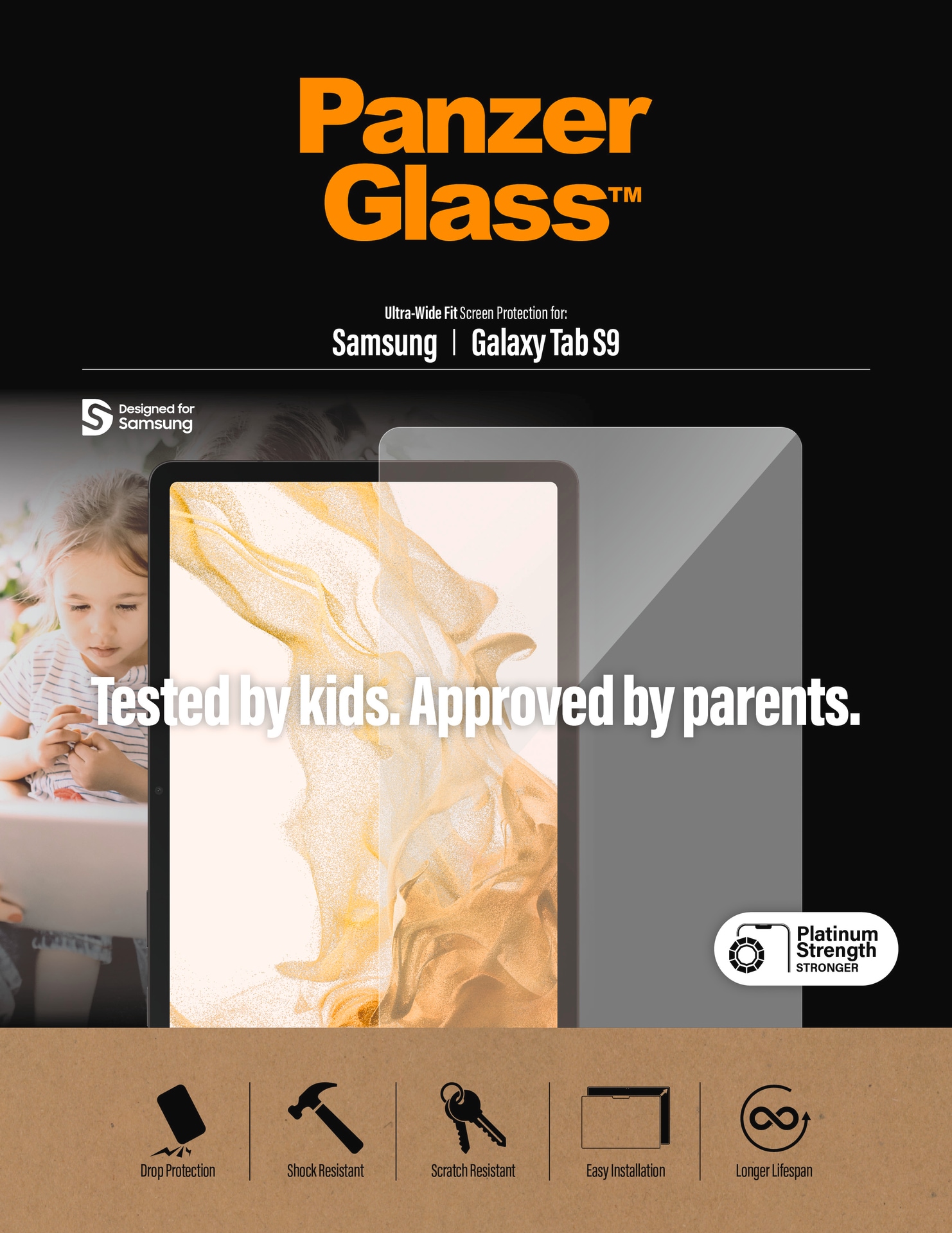 PanzerGlass Displayschutzglas »Screen Protector Glass«, für Samsung Galaxy Tab S9, Ultra Wide Fit