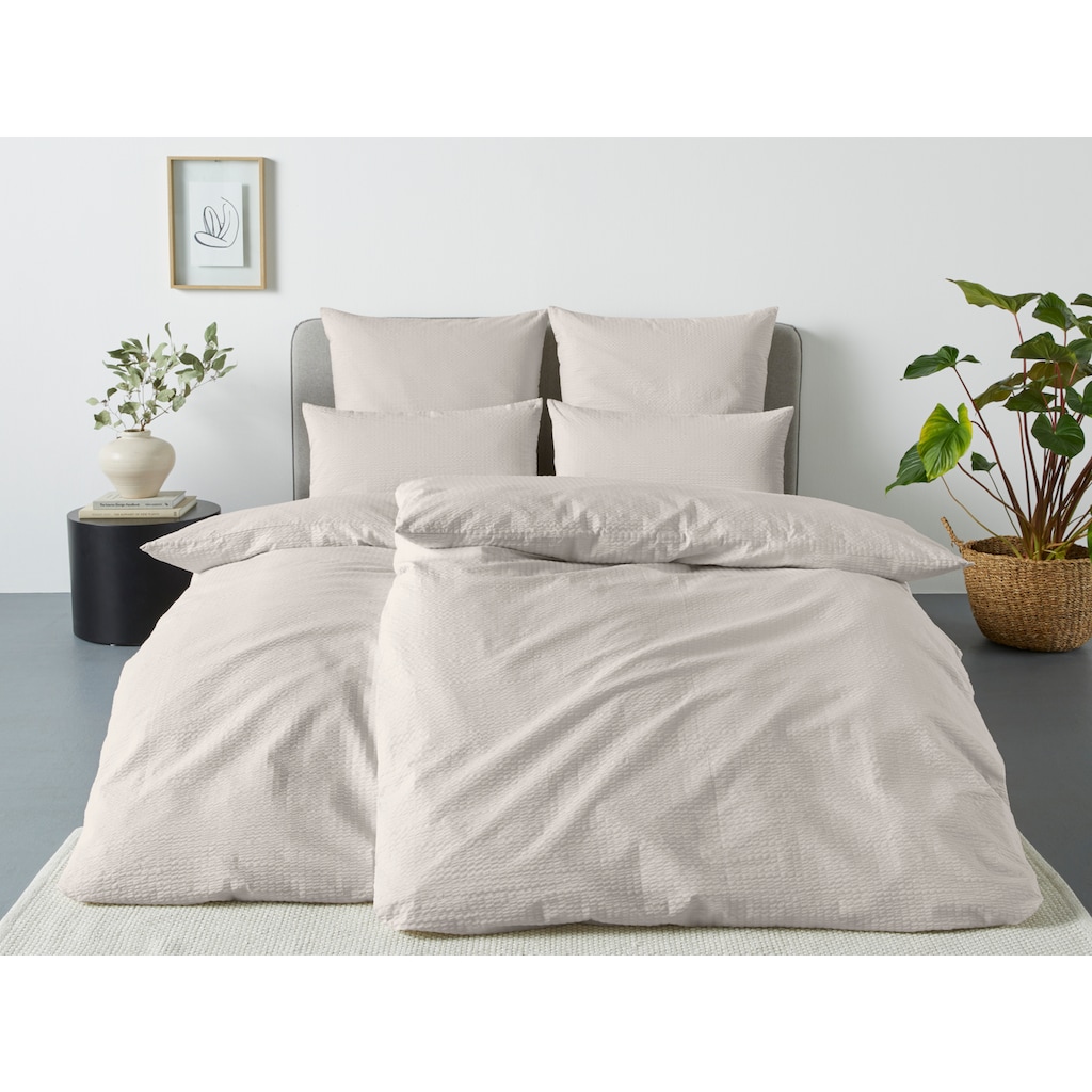 Schlafwelt Bettwäsche »Sari2 in Gr. 135x200 oder 155x220 cm«, (2 tlg.), aus Baumwolle, uni Bettwäsche in Seersucker Qualität ideal für Sommer
