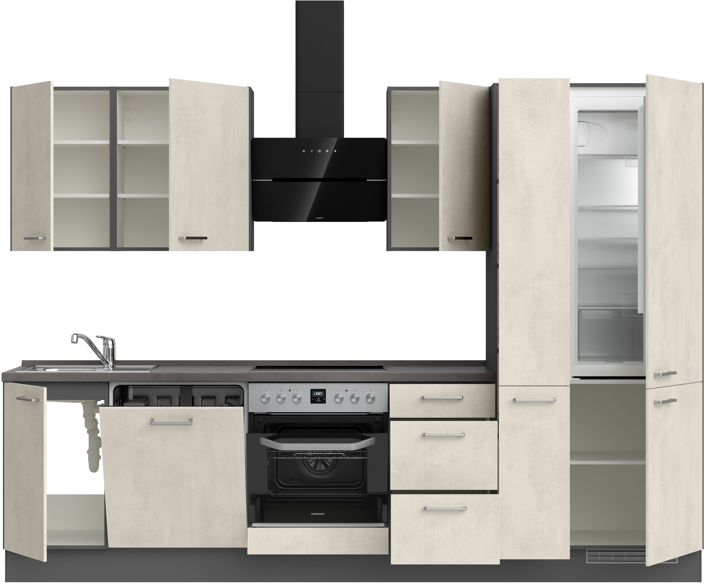 nobilia® Küchenzeile »"Riva II"«, vormontiert, Ausrichtung wählbar, Breite 300 cm, wahlw. mit E-Geräten