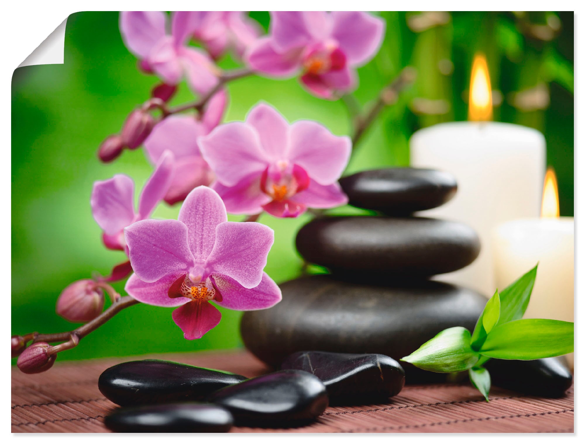 Artland "Zen Basaltsteine und Bambus auf Holz" Zen 1 Stk. tlg. als Leinwand günstig online kaufen