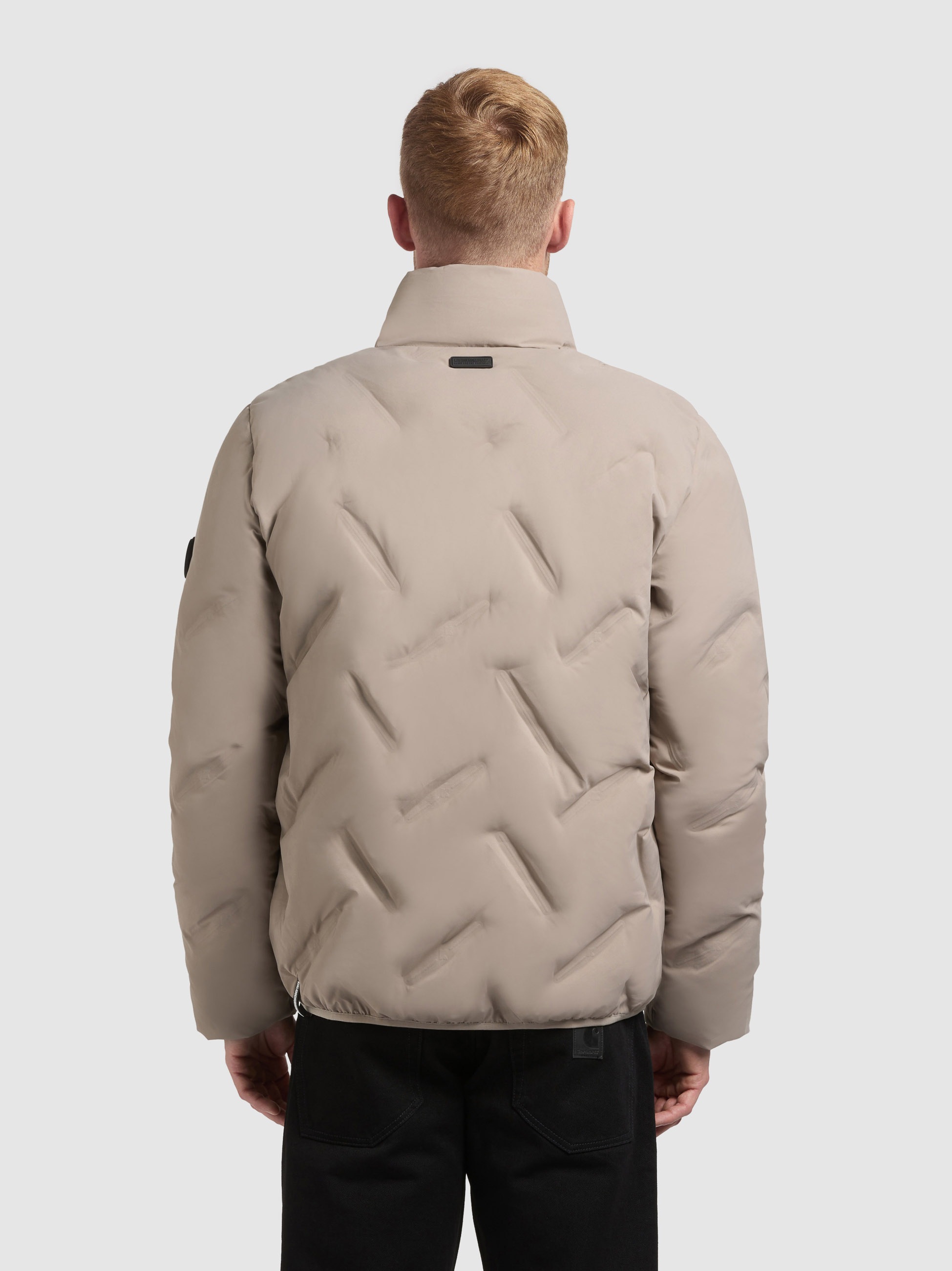 KHUJO Clover Men's Quilted Jacket Greige Size L 3