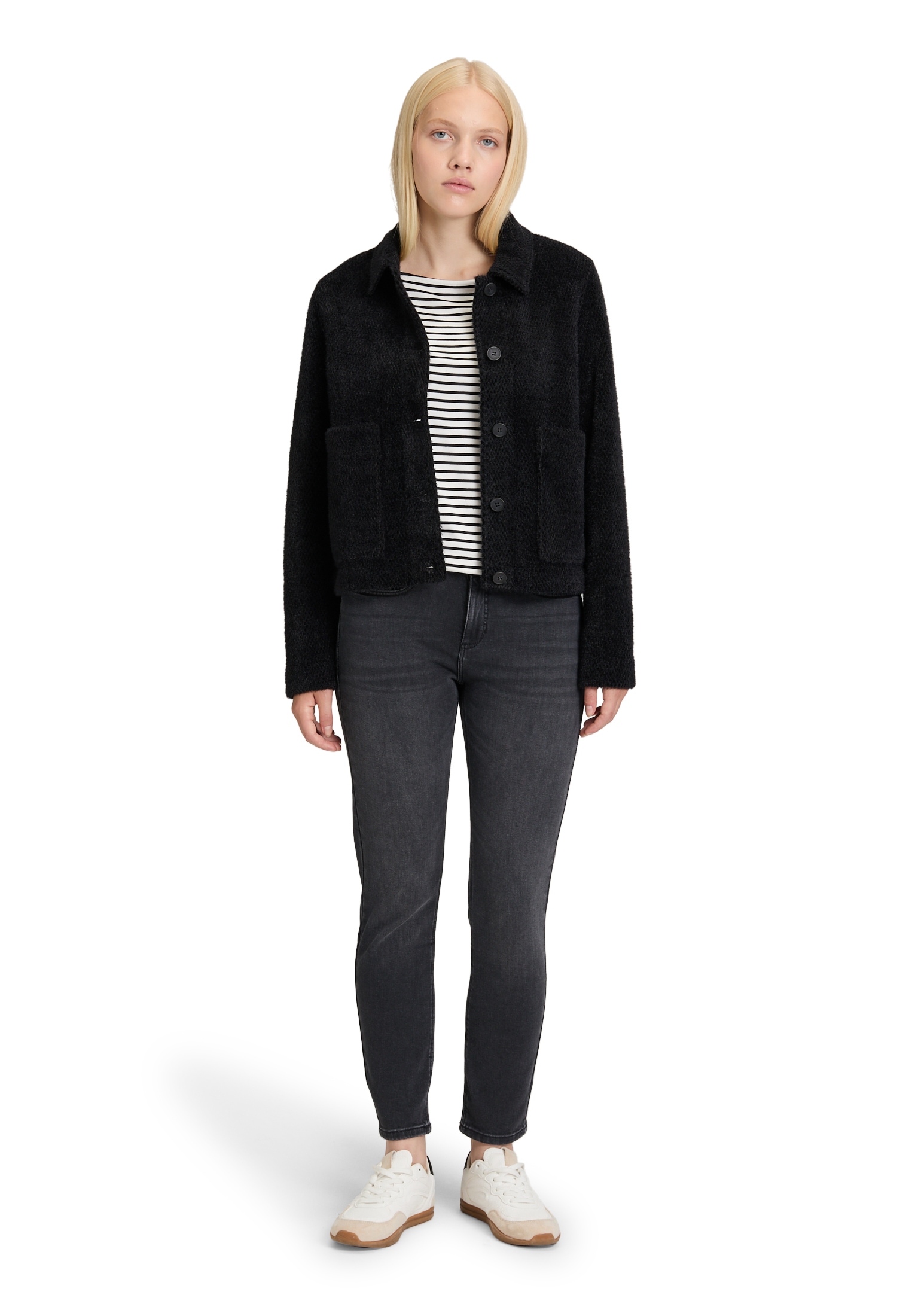 Betty&Co Sweatjacke »Betty & Co Damen Casual-Jacke mit Kragen«, Struktur