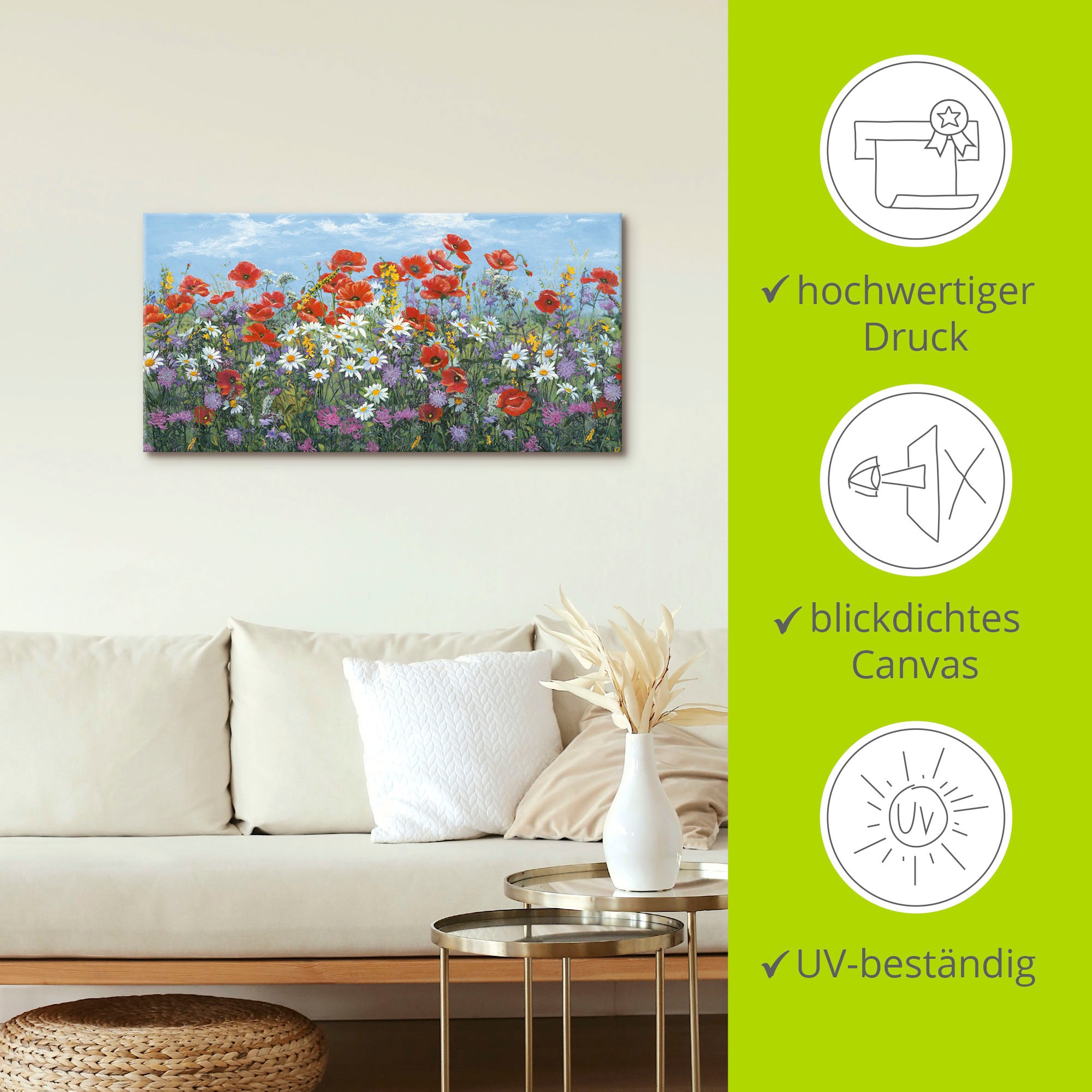 Artland Leinwandbild »Almwiese«, Blumenwiese, (1 St.), auf Keilrahmen gespannt