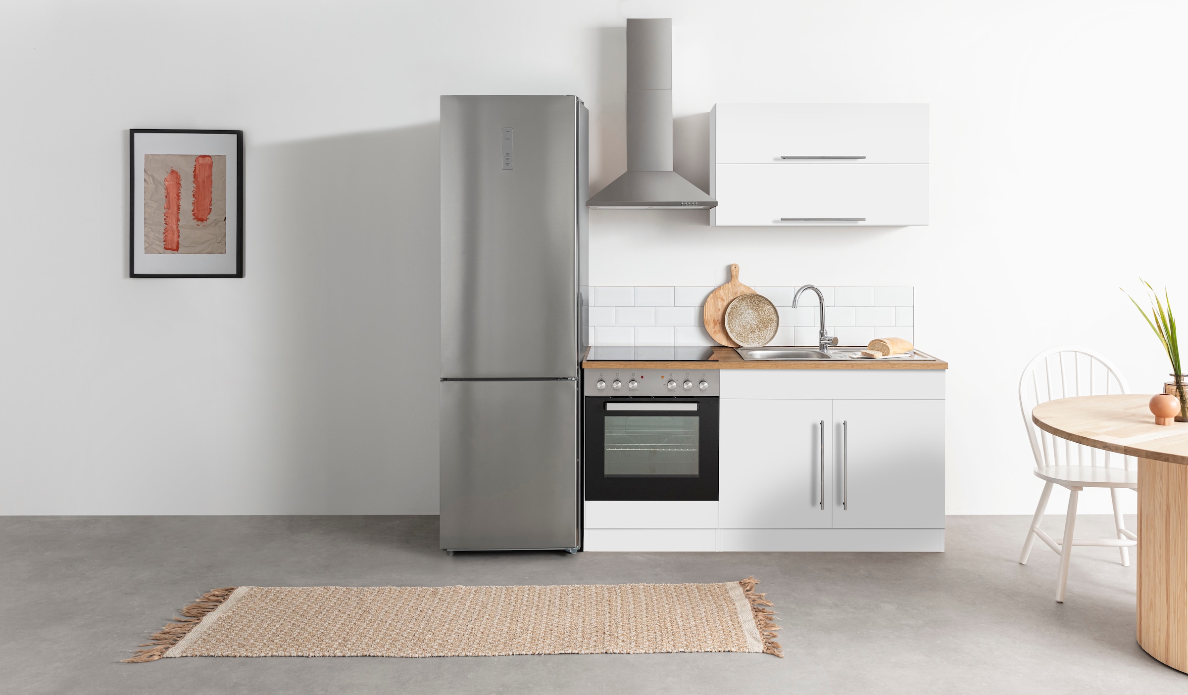 KOCHSTATION Pantryküche "KS-Samos" Breite 160 cm, wahlweise mit E-Geräten und Glaskeramikkochfeld
