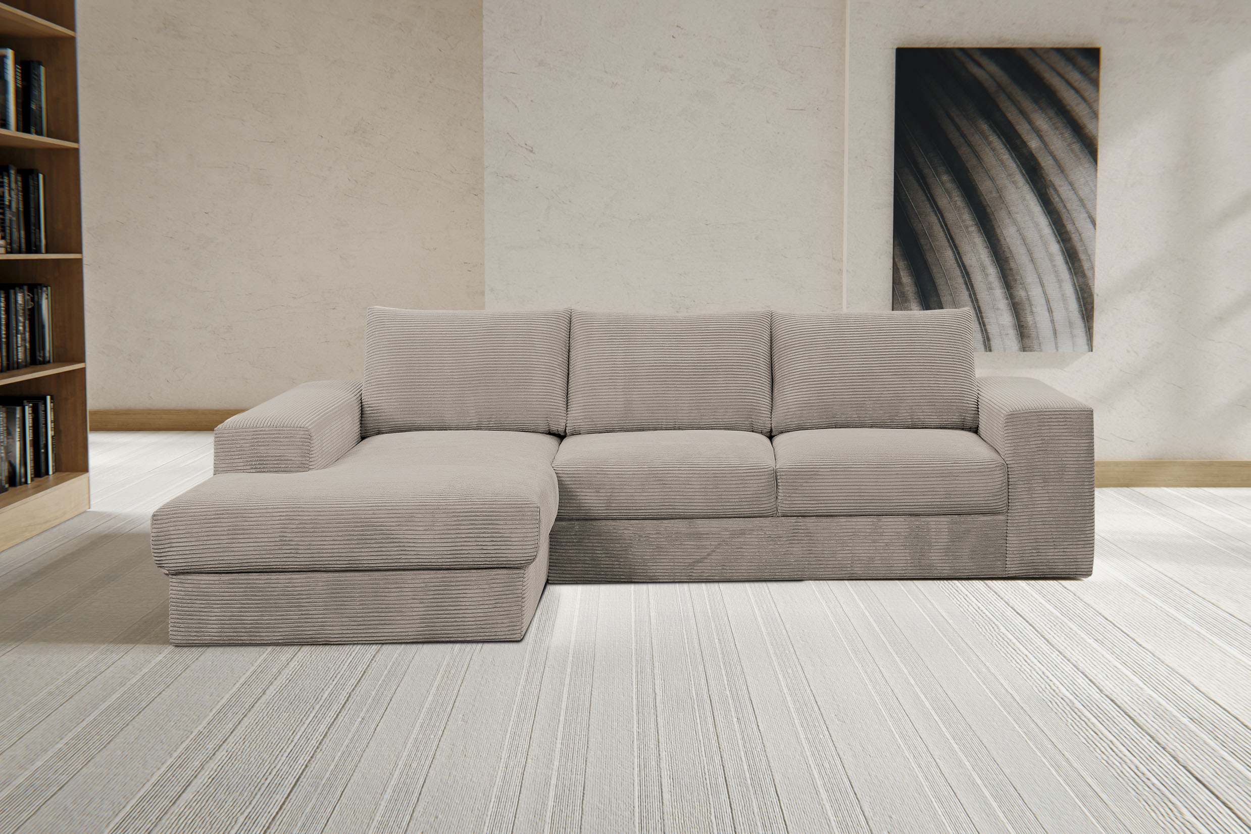 WERK2 Ecksofa "Rozzana 280 x 190 cm modern und bequem" Cord, L-Form, XXL