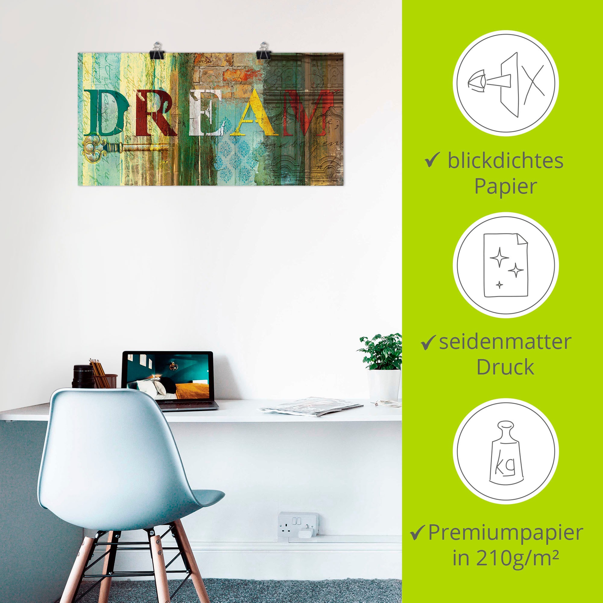 Artland Wandbild »Traum«, Sprüche & Texte, (1 St.), als Leinwandbild, Poster, Wandaufkleber in verschied. Größen