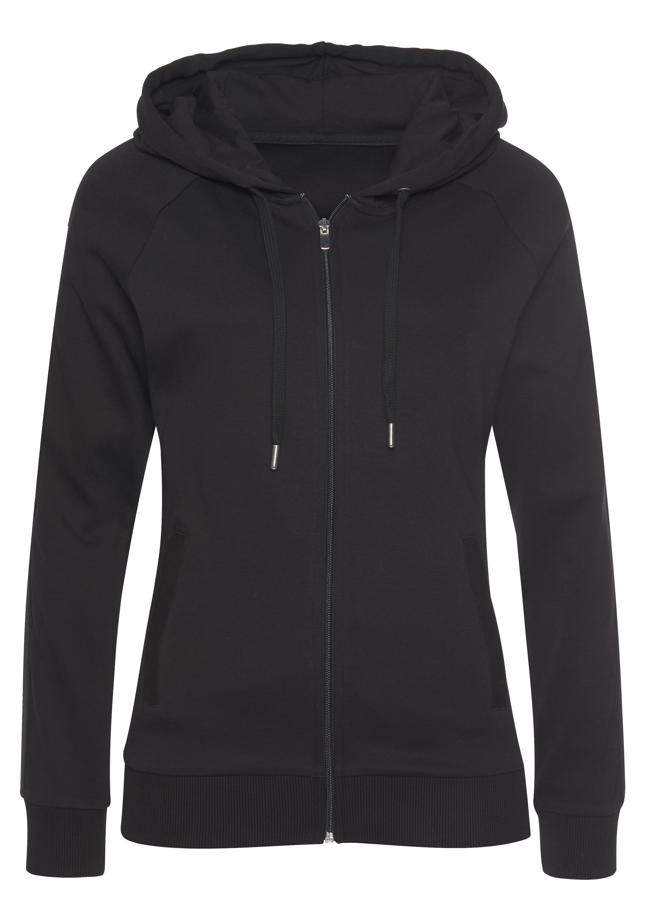 LASCANA ACTIVE Trainingsjacke, an den Logo Kapuze, | BAUR Ärmeln Tape bestellen online mit mit