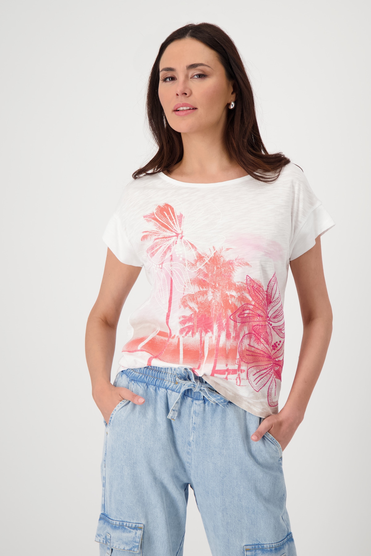 Monari Rundhalsshirt, mit Tropicalprint günstig online kaufen