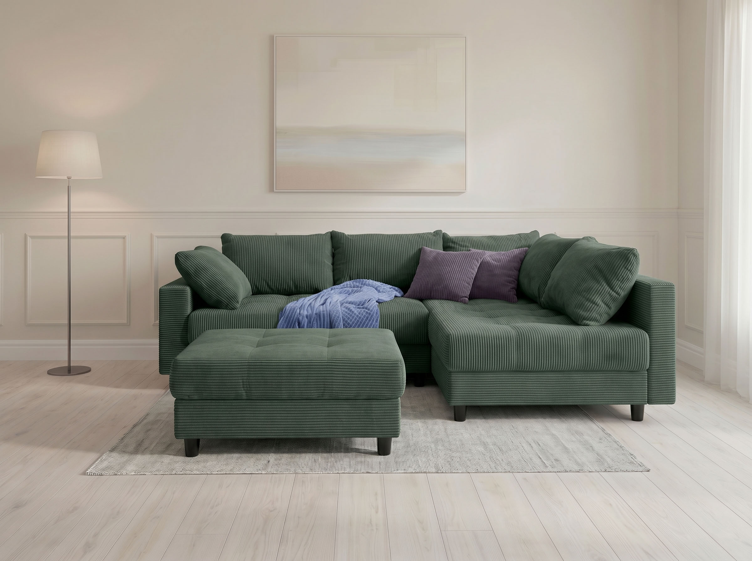 OTTO home Ecksofa "Antonia L-Form, B: 215 cm" Ecksofa, Rückenkissen, ottomane beidseitig montierbar, Bonnelfederkern