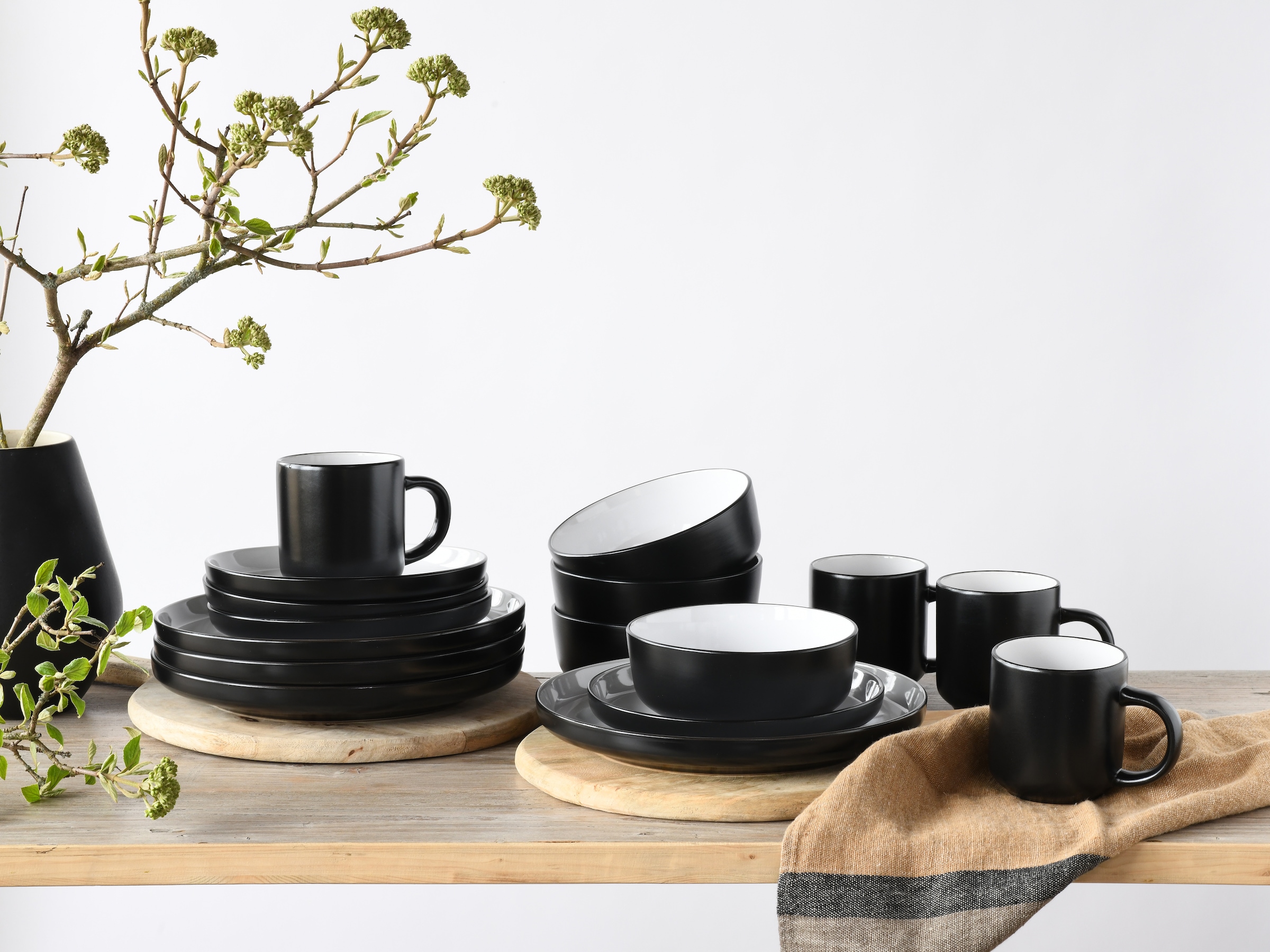 CreaTable Kombiservice »Nordic Cool Black, Kombi-Set 16-tlg«, (Set, 16 tlg.), Scandi-Style