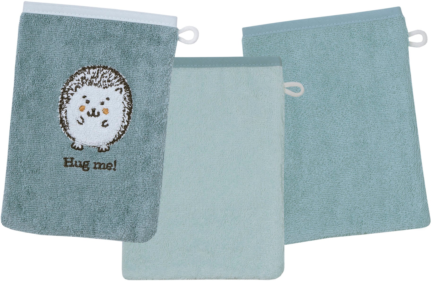 Wörner Waschhandschuh "Igel blau Waschhandschuh 3er Set" 1x mit süßer Igels günstig online kaufen