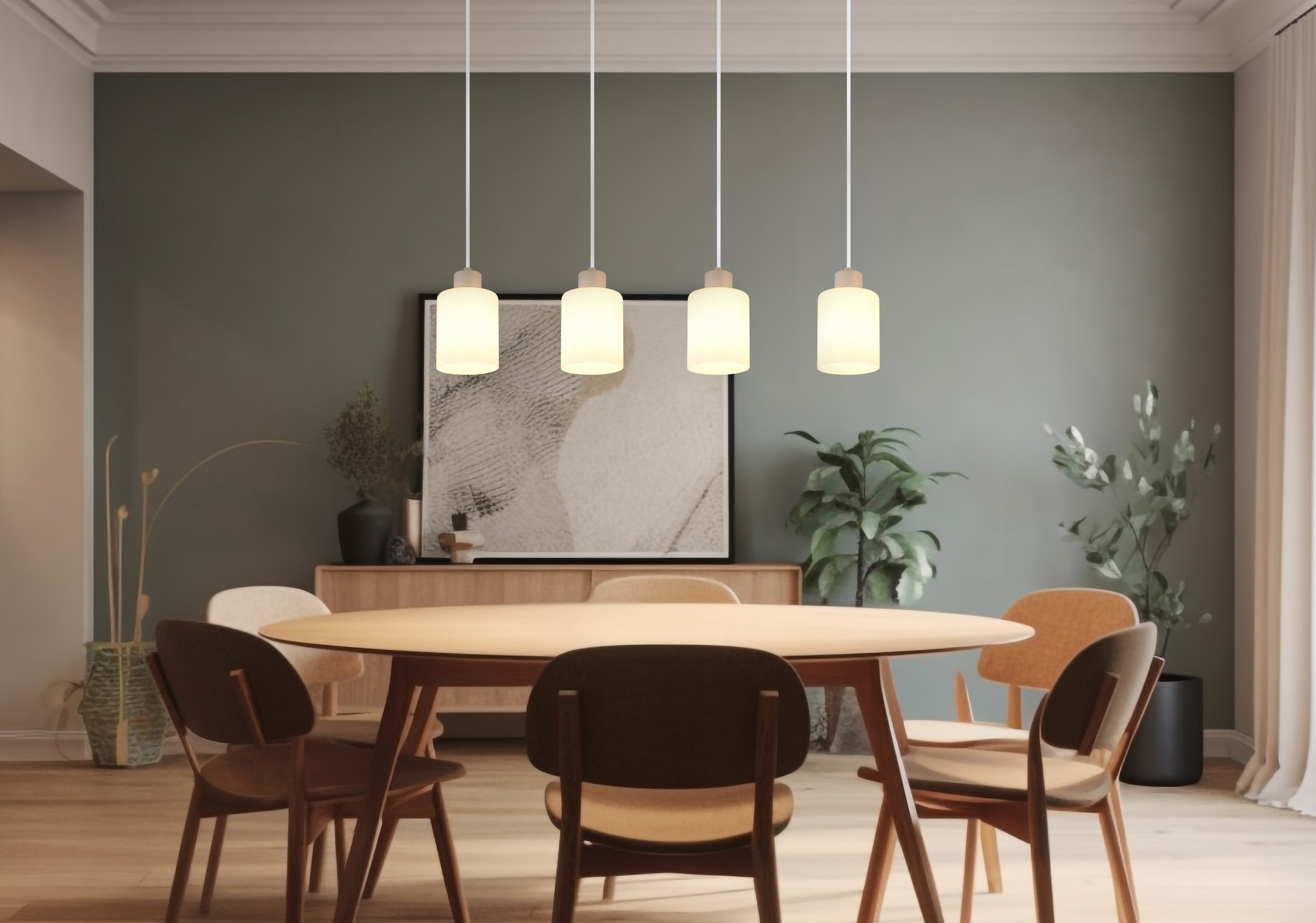 GLOBO LIGHTING Hängeleuchte »TRENT« E27 1 Stk. Sandfarbene Hängeleuchte mit Glas opal, höhenverstellbar