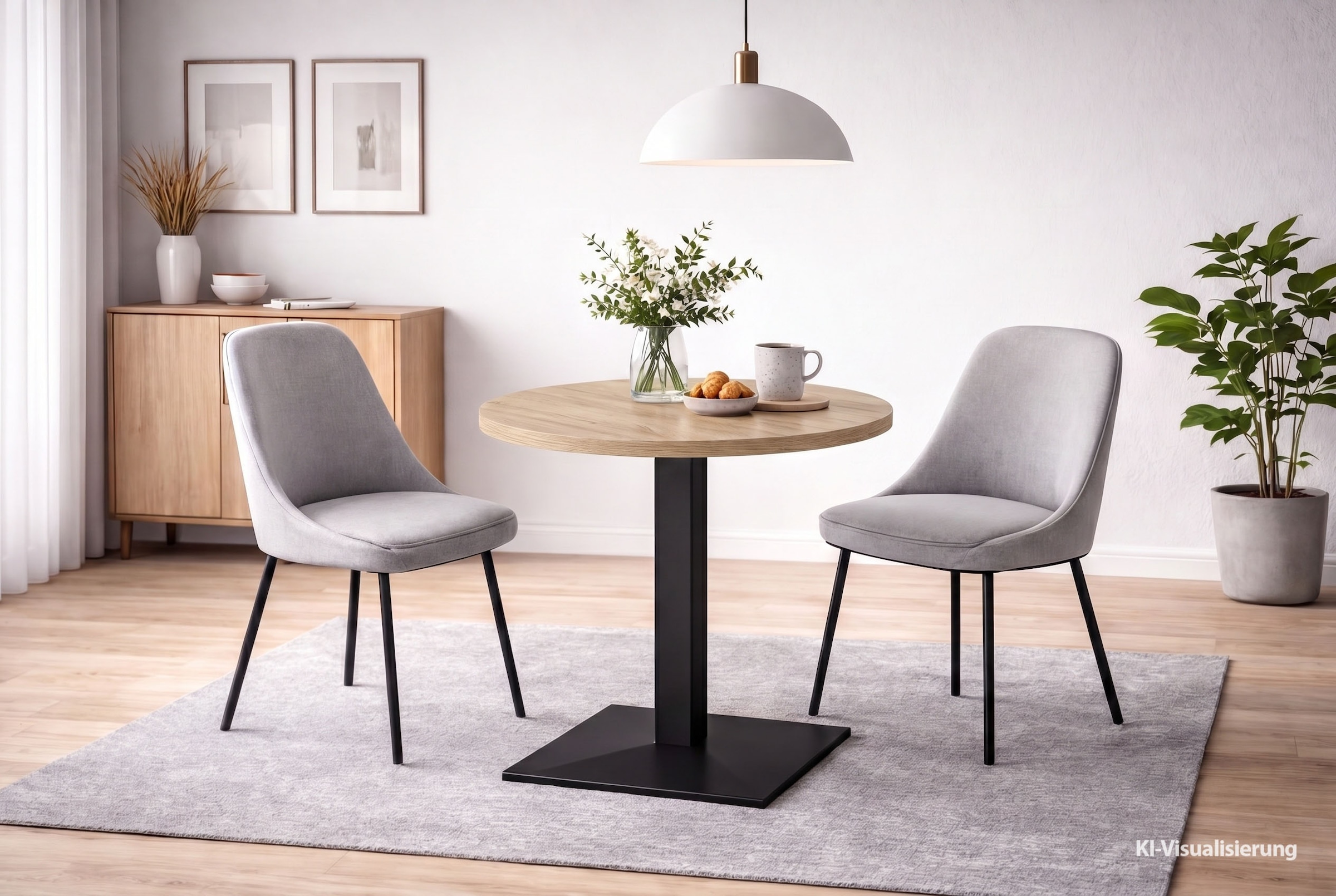 Mäusbacher "Big Bistro Metall" Quadrat-Säulengestell, eckige Platte Ø 70 cm H 75 cm