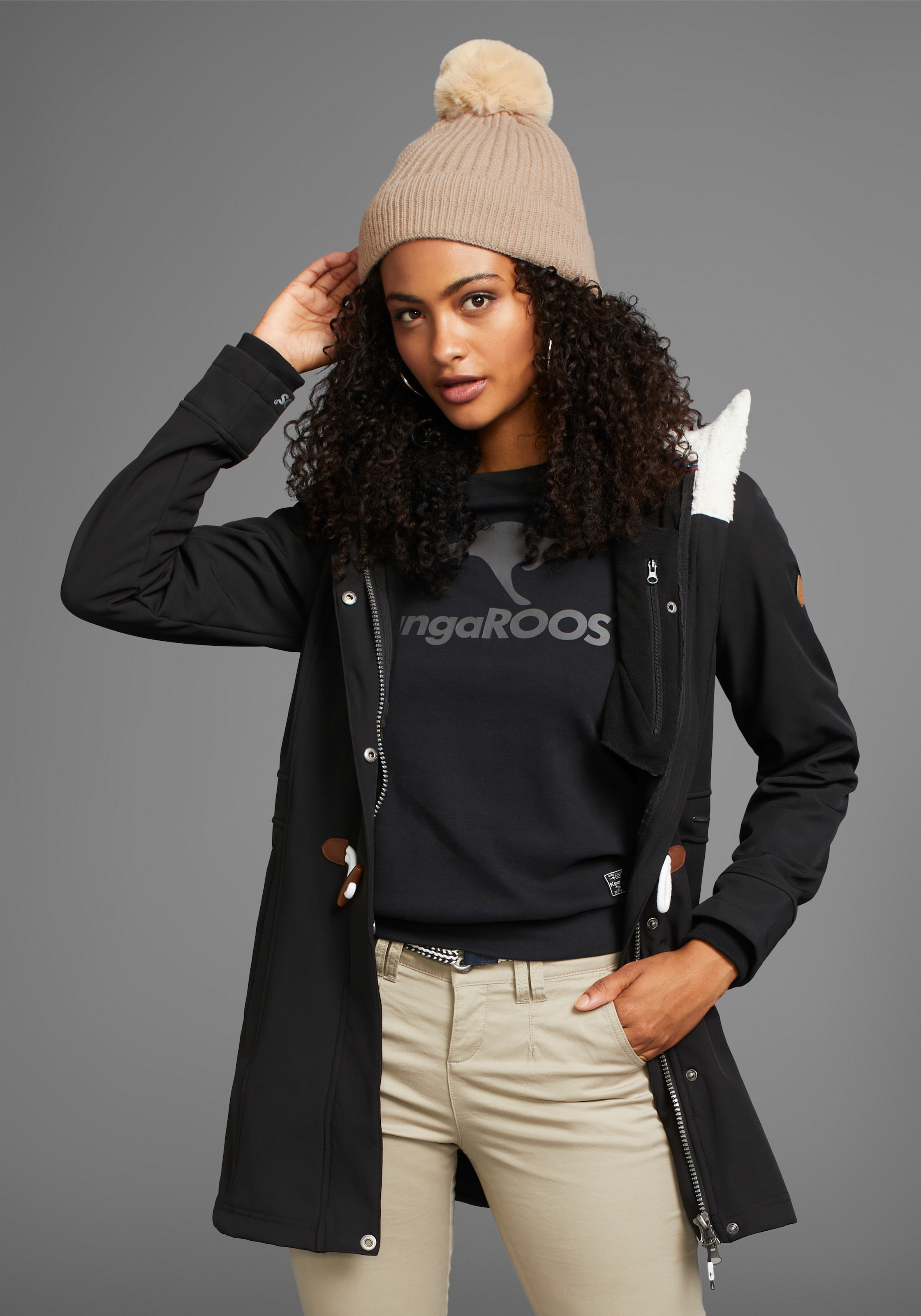 KangaROOS Softshelljacke, mit Kapuze, figurbetonte Passform, normaler Schni günstig online kaufen