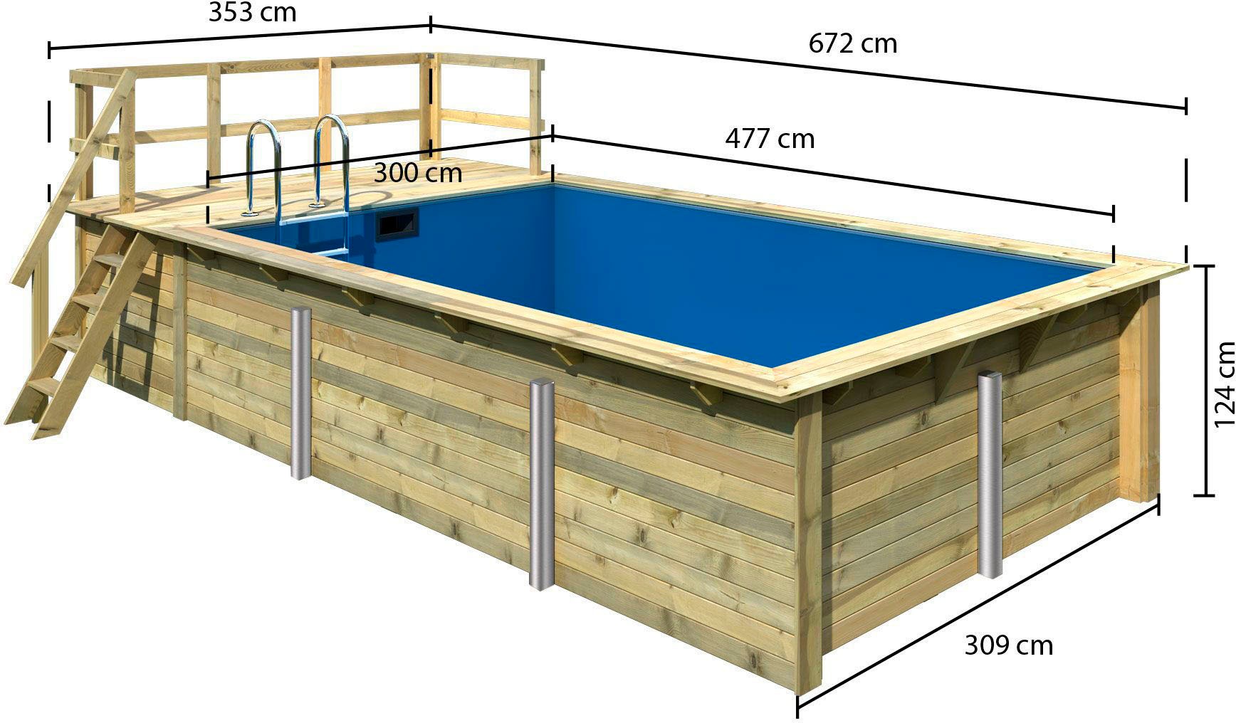 Karibu Rechteckpool »Malta A« BxLxH: 672x353x124cm, mit Sonnenterrasse