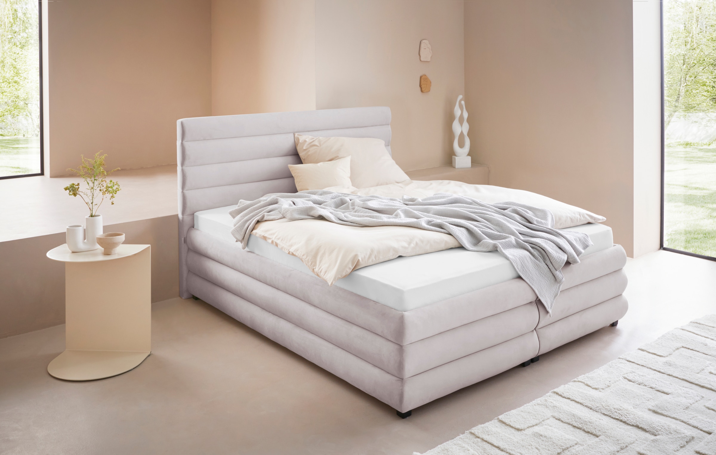 Polsterbett "Maylis", beige (creme), B:172cm L:211cm, 100% Polyester, LEGER HOME BY LENA GERCKE, Betten, Polsterbett ohne Bettkasten Polsterbett, wahlweise mit und ohne Matratze und Lattenrost, auch in 200cm Breite 7