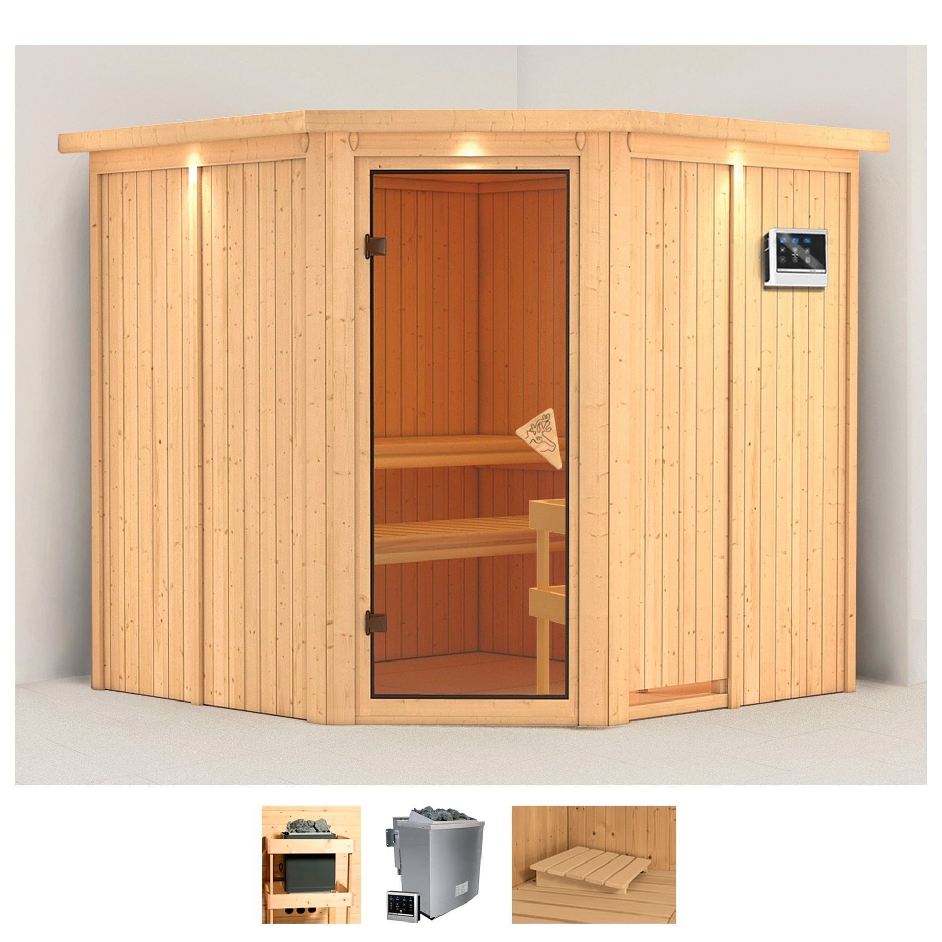 KARIBU Sauna "Jarin", Saunaofen, externe Steuerung, 9 kW, beige, Saunen, Ofen 9 KW externe Strg easy