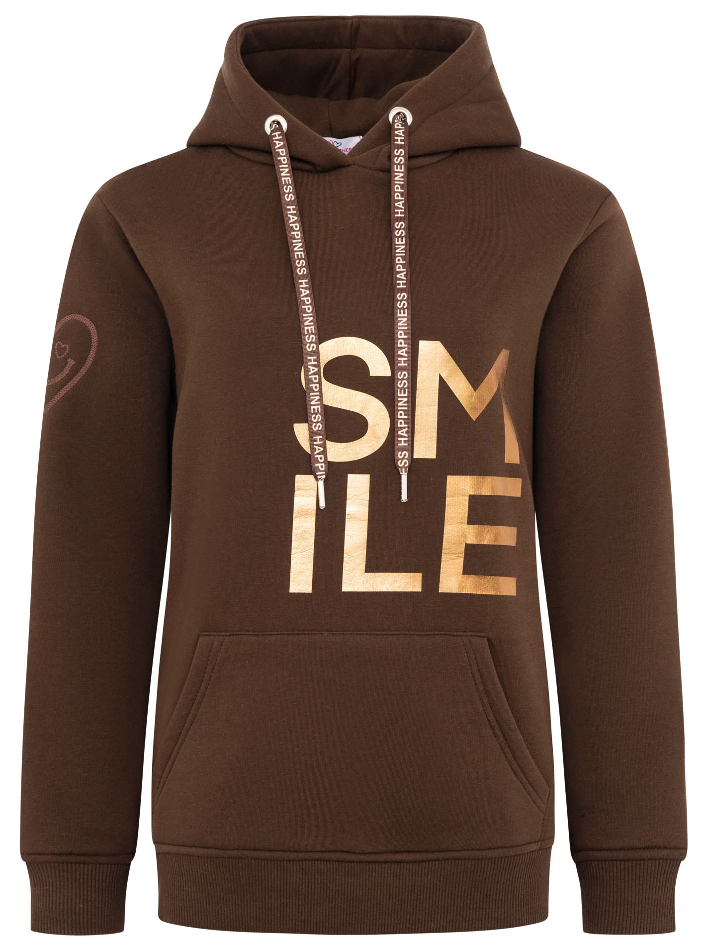 Zwillingsherz Hoodie »"Alissa Shiny"«, mit glänzendem SMILE Print vorne und hinten, gesticktem Herz am Arm