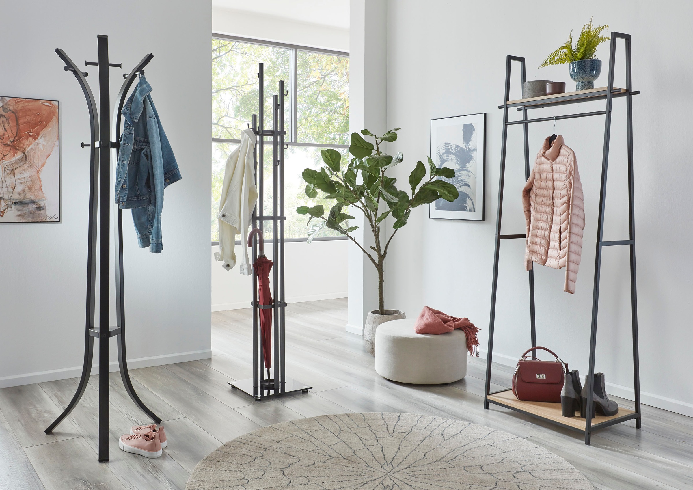 HAKU Garderobenständer »Kleiderständer, Standgarderobe« freiform - aus Metall Schwarz - Ø/H 45/177 cm