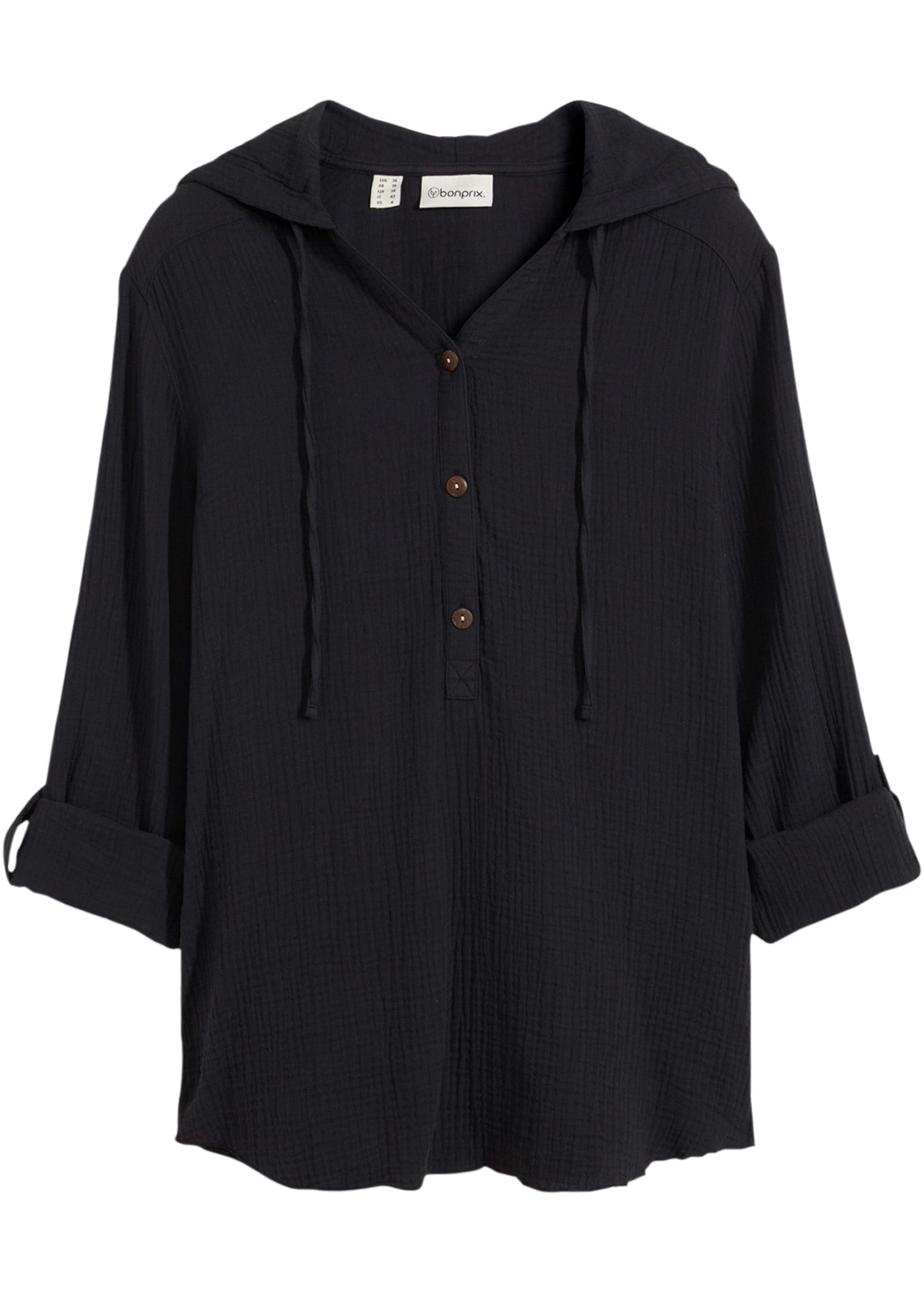 bonprix Schlupfbluse 1 Loose fit, für Frühling und Sommer, aus Baumwolle, Musselin-Tunika