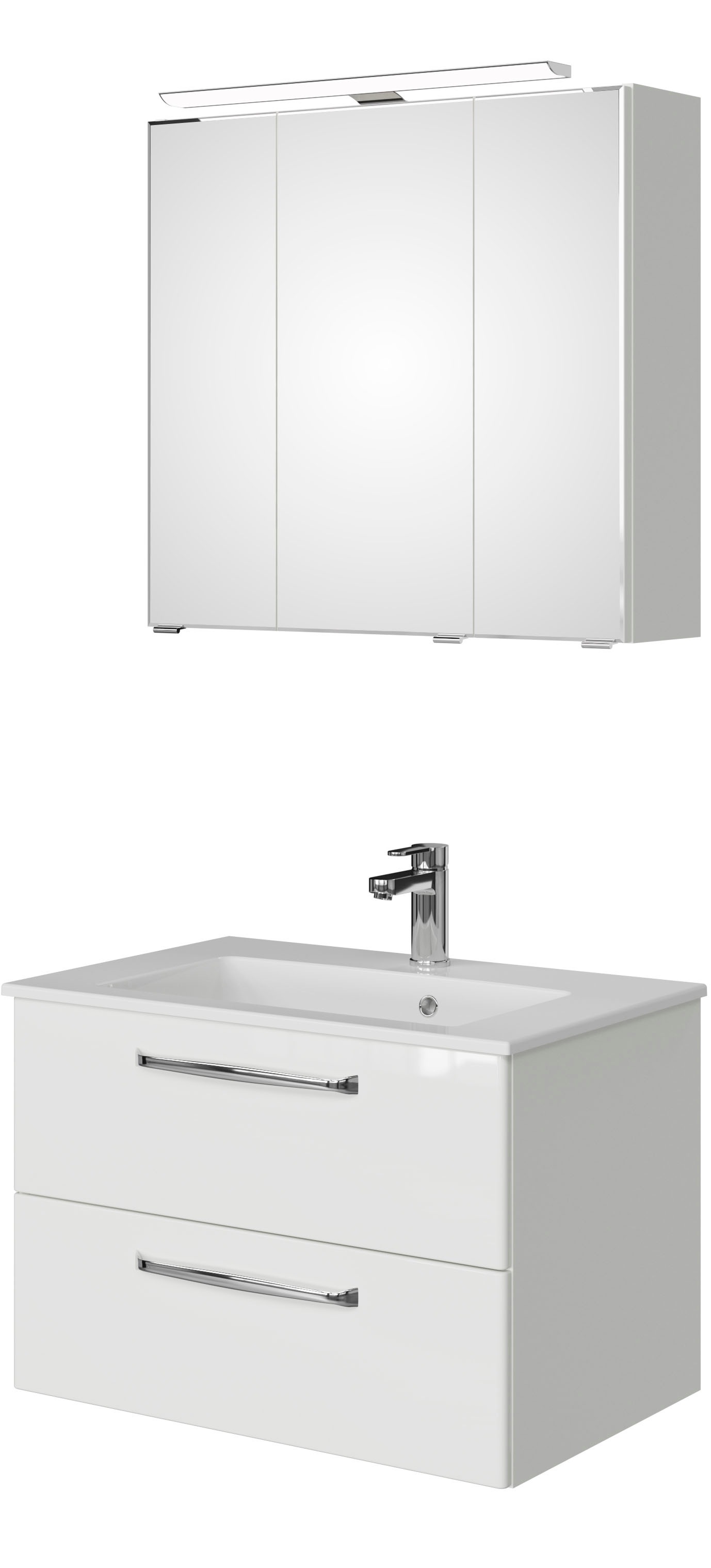 Saphir "Trentino 2-tlg Mineralmarmor-Waschtisch,Spiegelschrank mit LED-Leuchte" 3 Stk. tlg.
