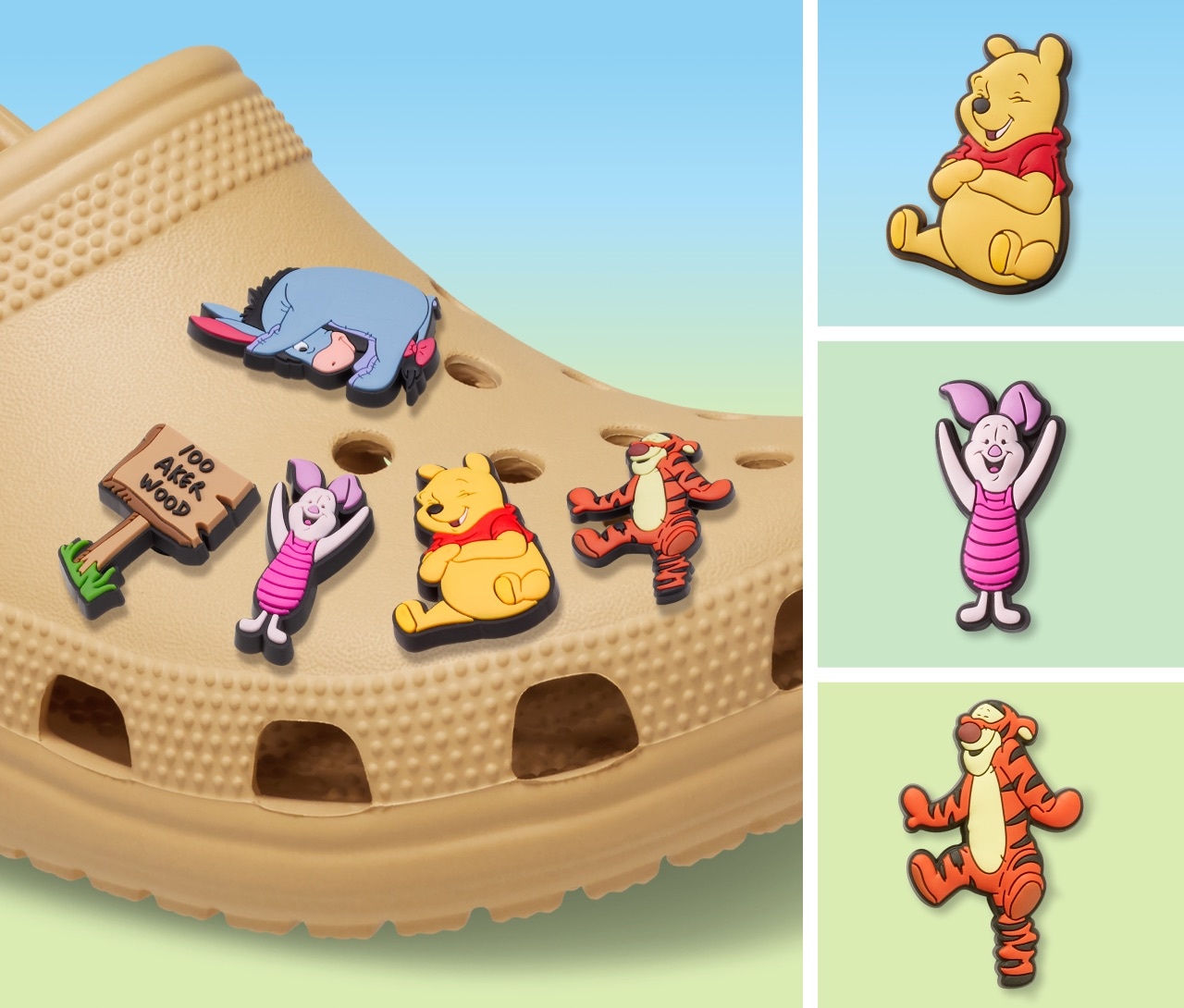 Crocs Schuhanstecker »Jibbitz™ Winnie The Pooh«, (Set, 5 tlg., Kein Spielzeug. Nicht für Kinder unter 3 Jahren geeignet), Schuh Anstecker für Disneys Puuh und seine Freunde