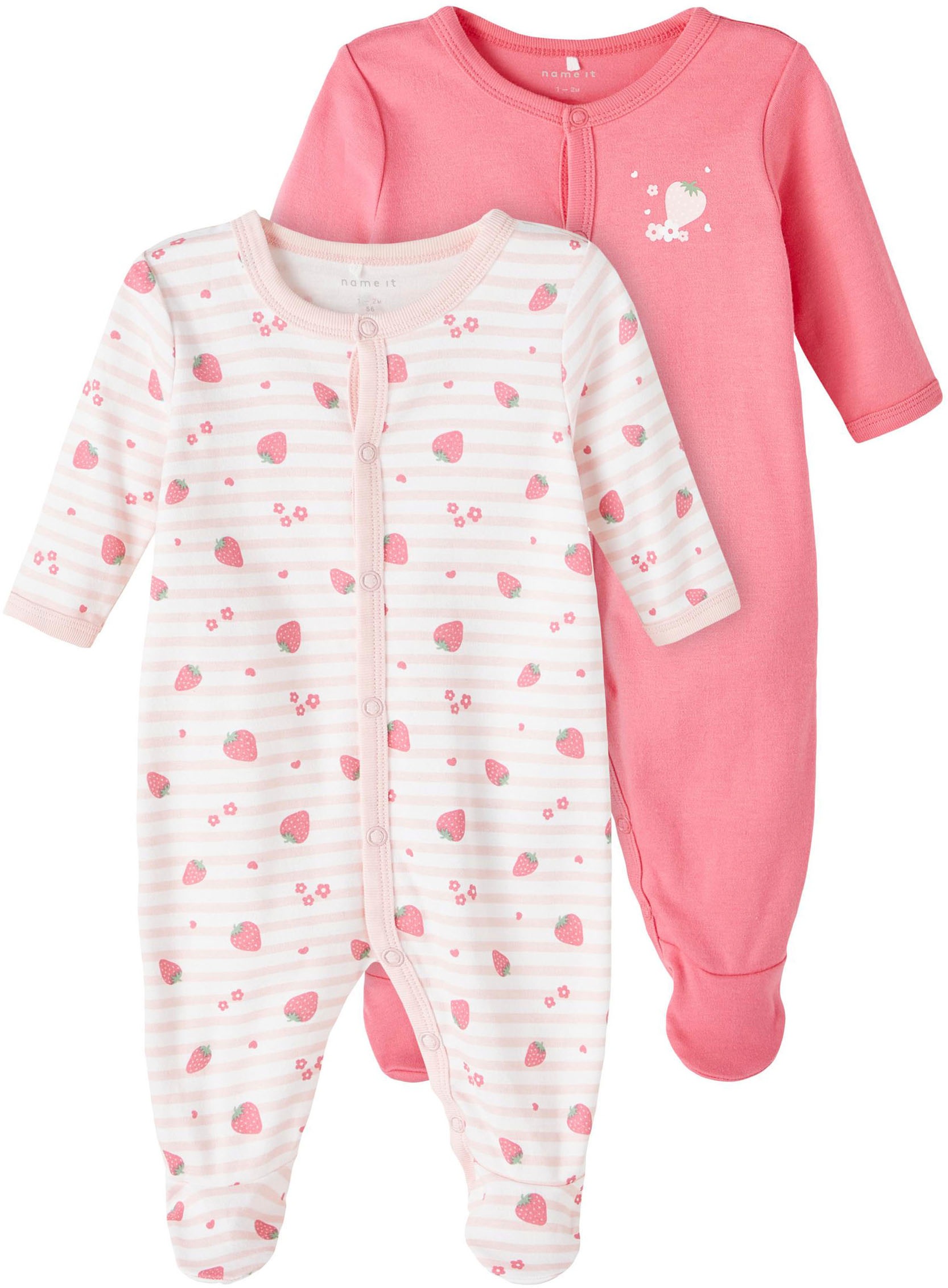 Name It Schlafoverall »NBFNIGHTSUIT 2P W/F STRAWBERRY NOOS«, (Packung, 2 tlg.)  | BAUR