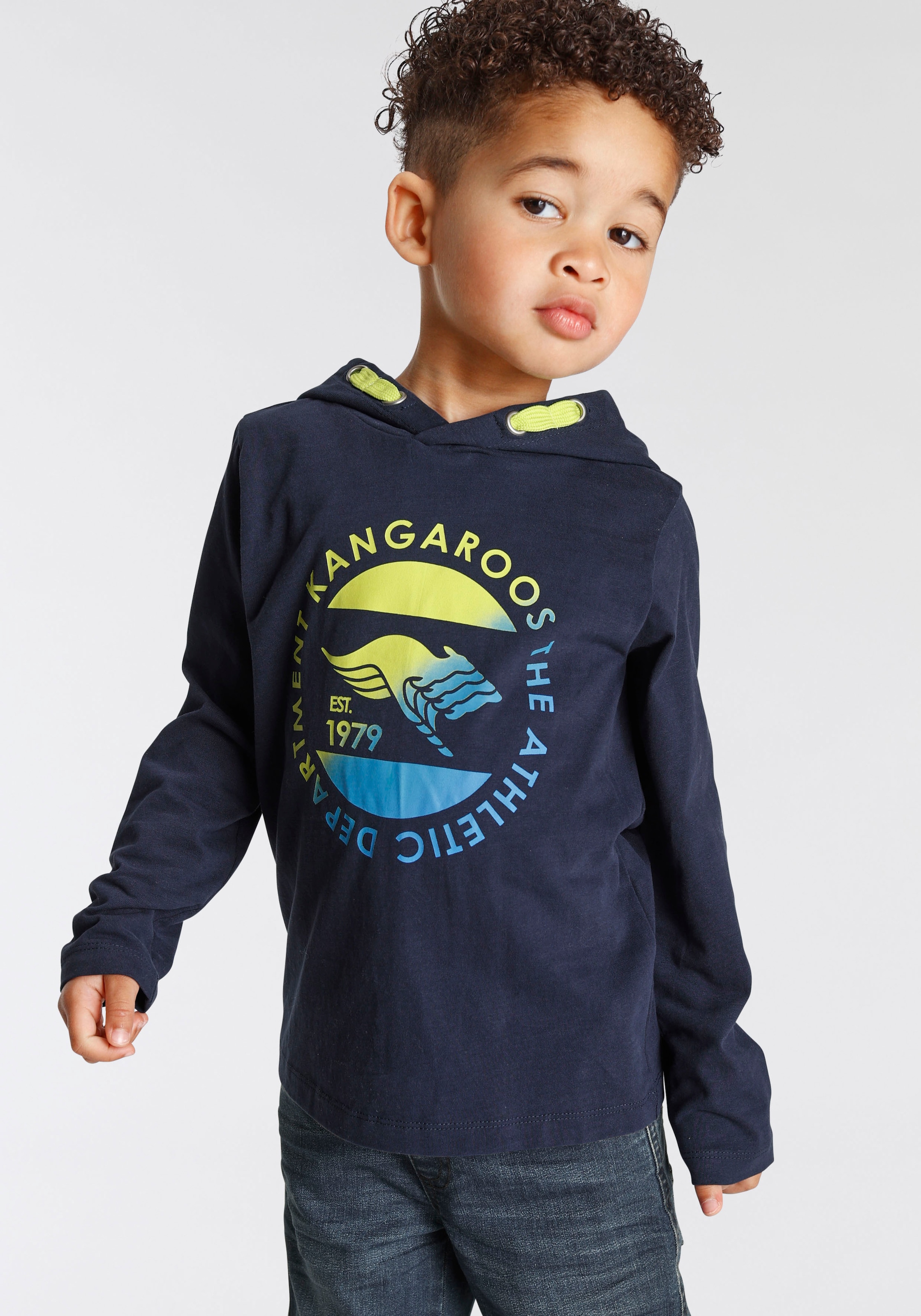 KangaROOS Langarmshirt »Shirt für kleine Jungen«, Kapuzenshirt mit Print
