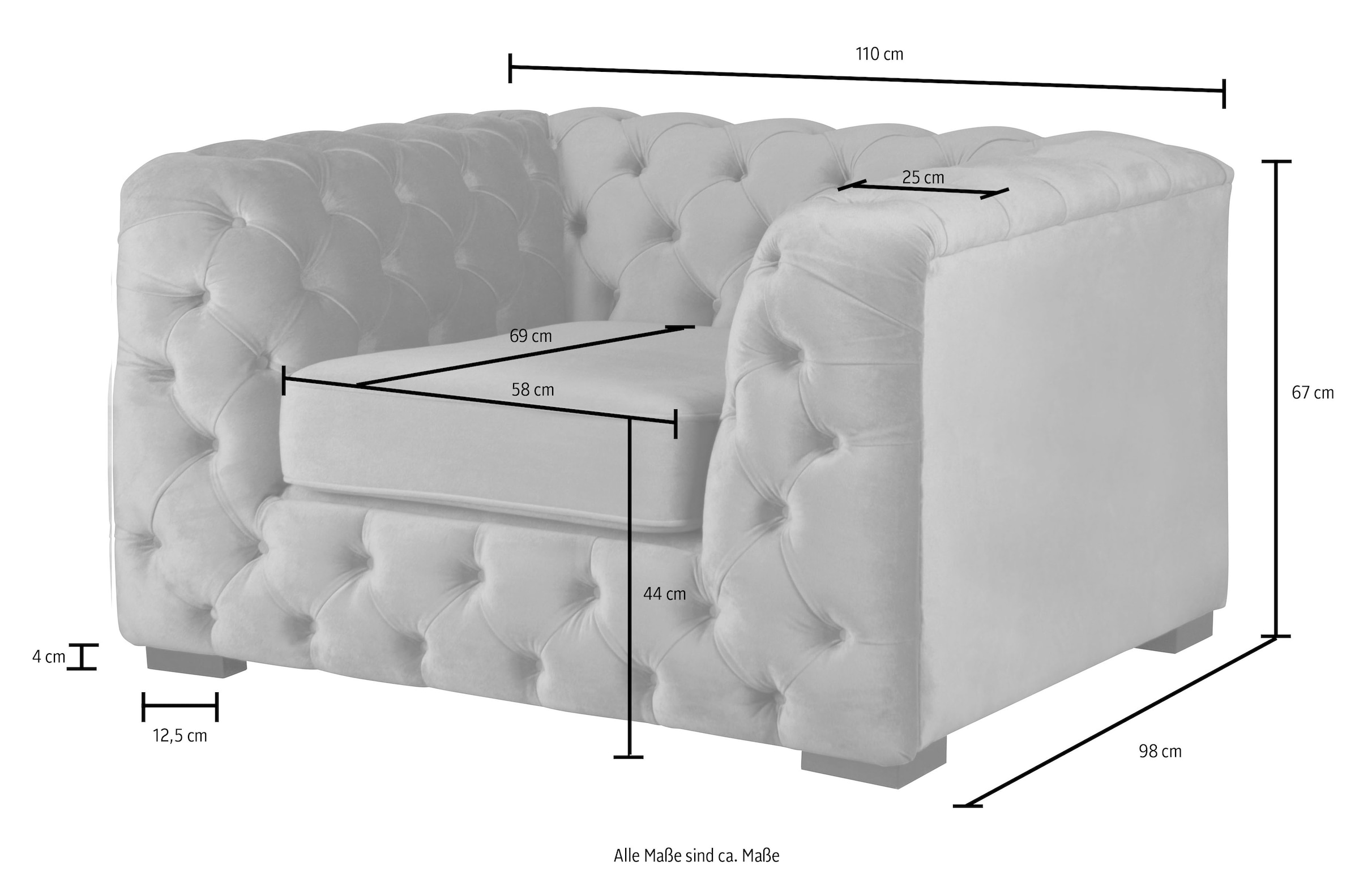 Guido Maria Kretschmer Home&Living Chesterfield-Sessel »Kalina Sessel«, mit klassischer Chesterfield-Knopfheftung, sehr hochwertige Qualität