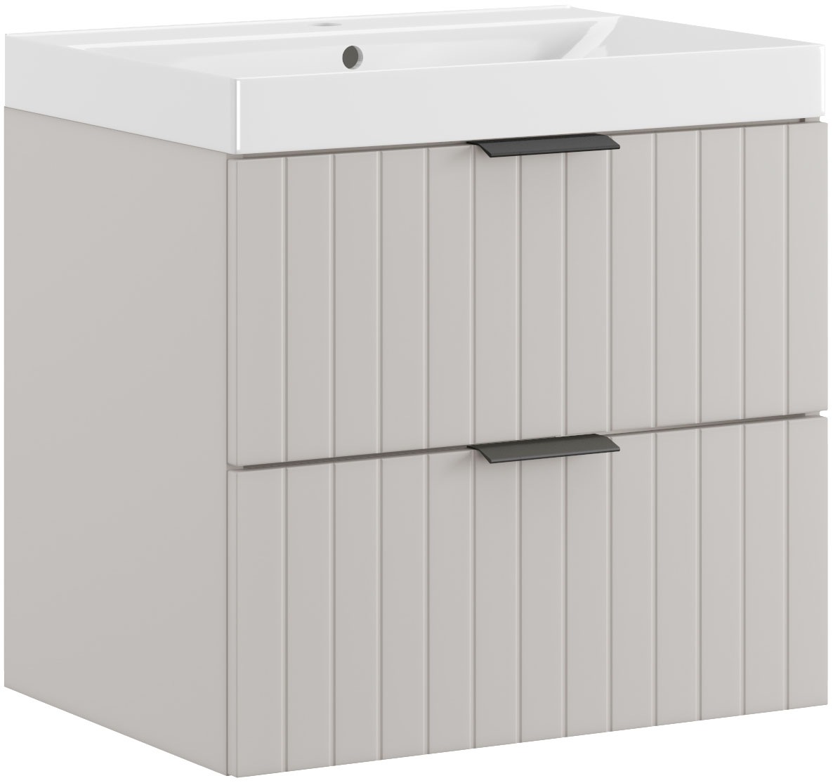 welltime Waschtisch »HARMONY mit Waschbecken, Breite 60 oder 80cm, modernes Design« Schrank mit 2 Schubladen, Soft-Close-Function, Paneeloptik