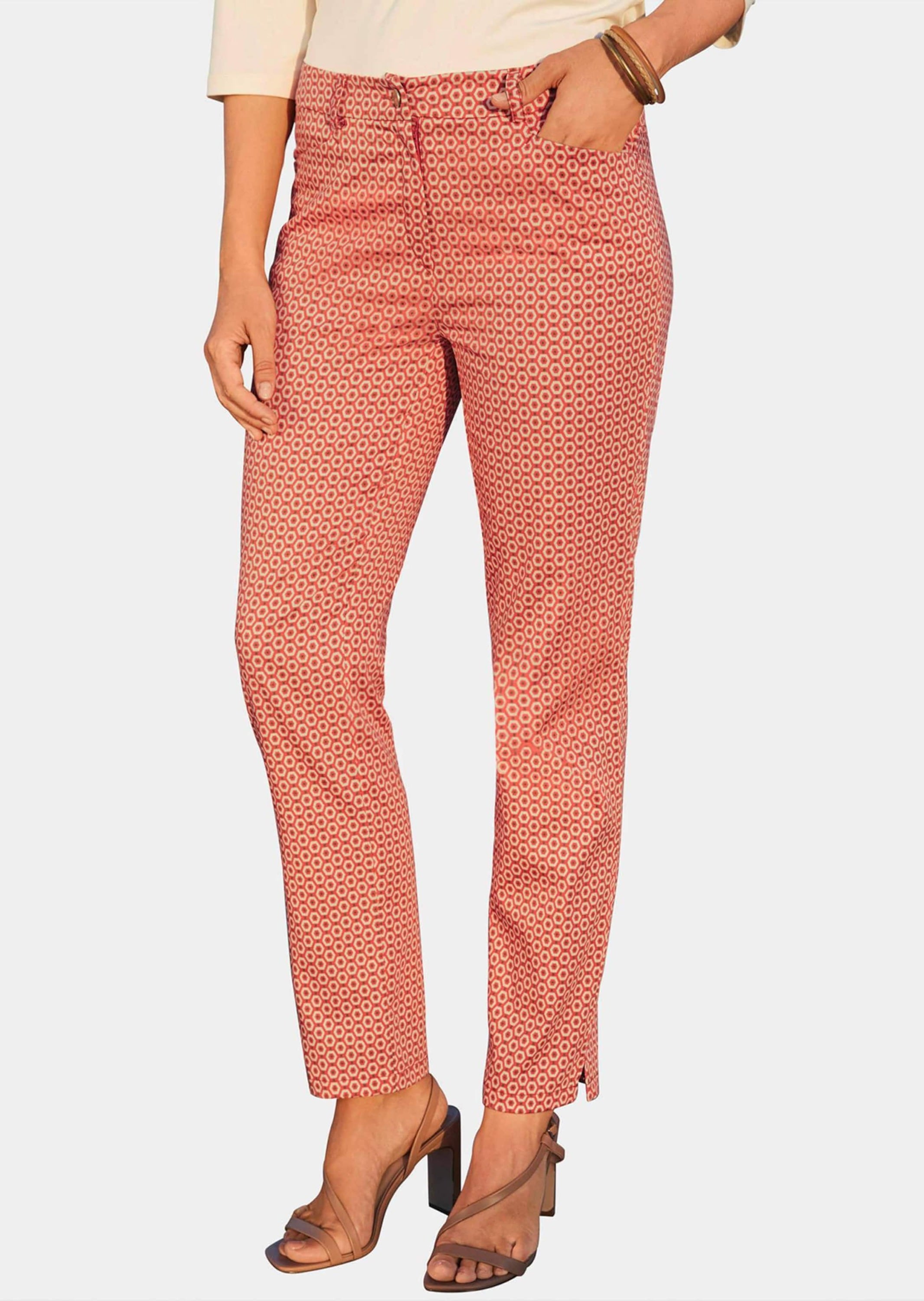 GOLDNER Chinos »Hose Trageangenehme Hose mit grafischem Minimaldruck«
