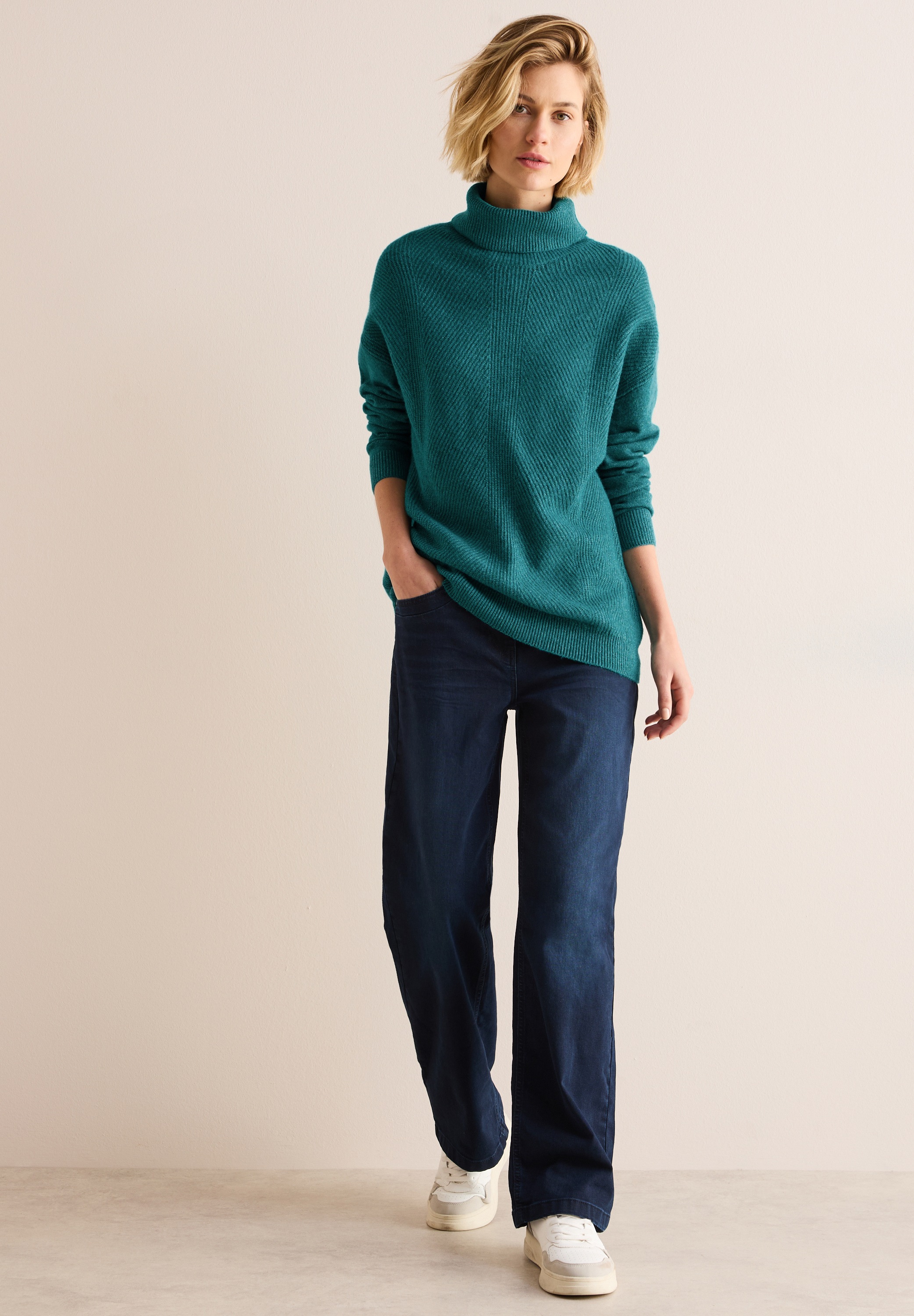Cecil Rollkragenpullover, aus softem Materialmix