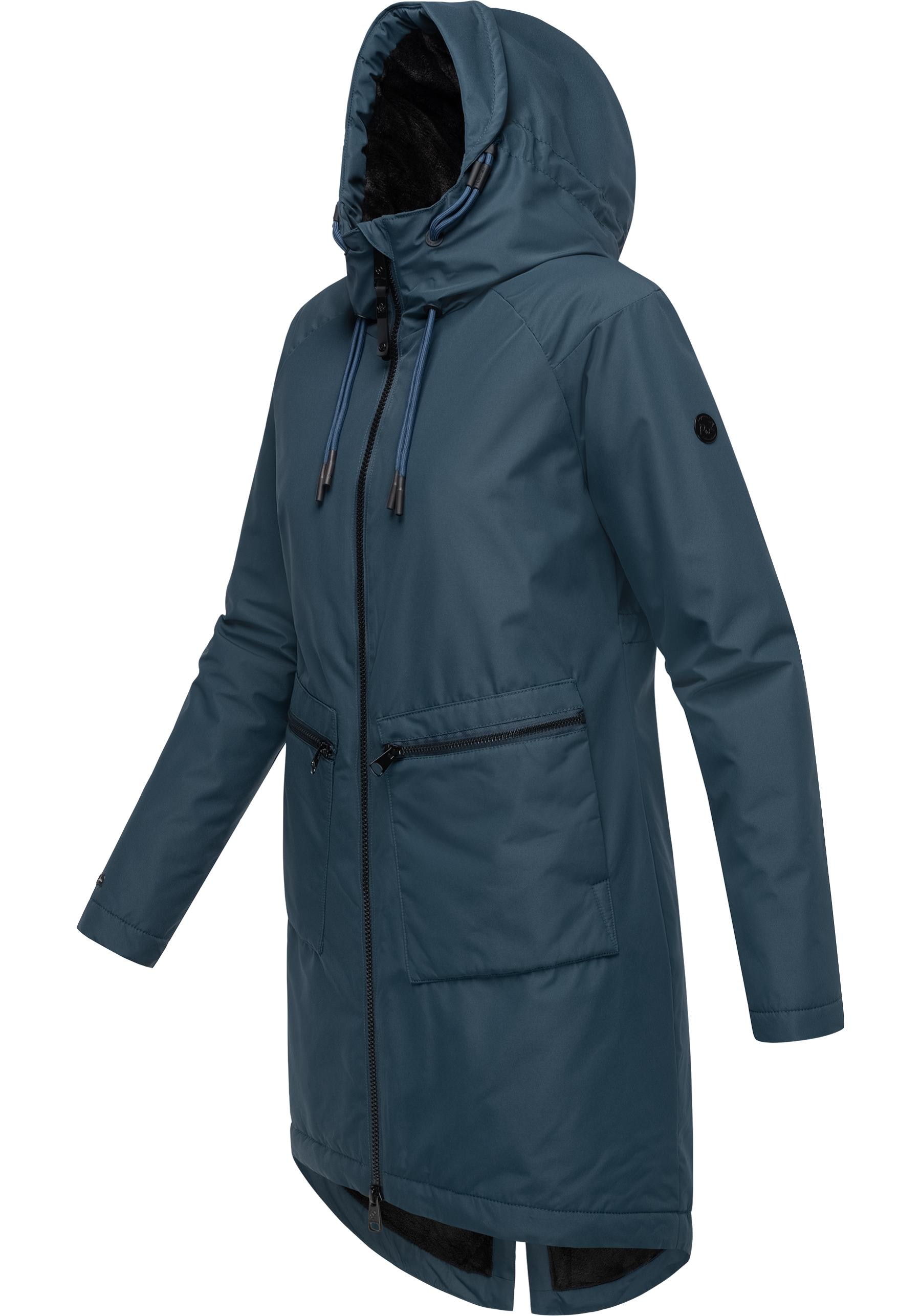 Ragwear Kurzmantel »Holstic«, Wasserdichter Damen Wintermantel mit Kunstfell am Kragen