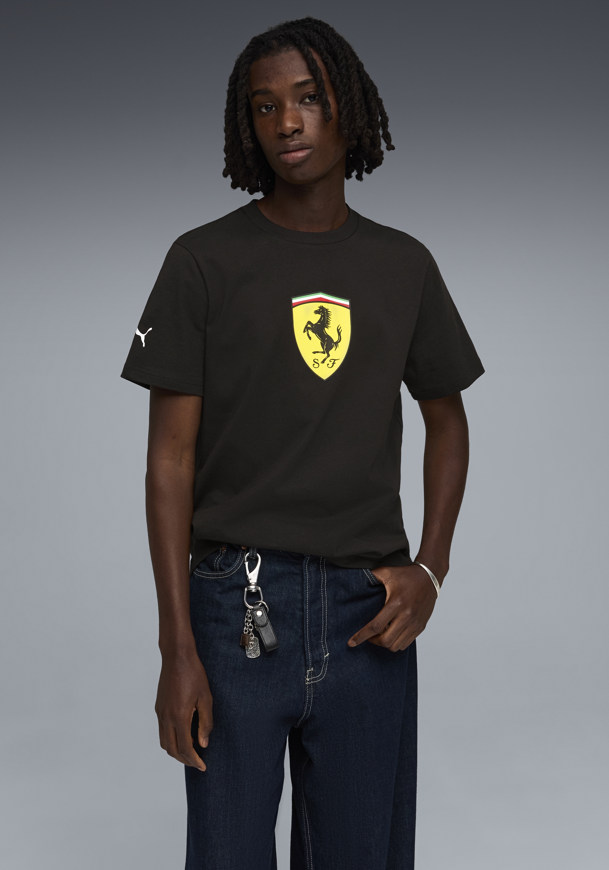 PUMA T-Shirt "FERRARI COLORED SHIELD TEE" Regular Fit, Kurzarm, für Motorsport-Fans, Rundhalsausschnitt