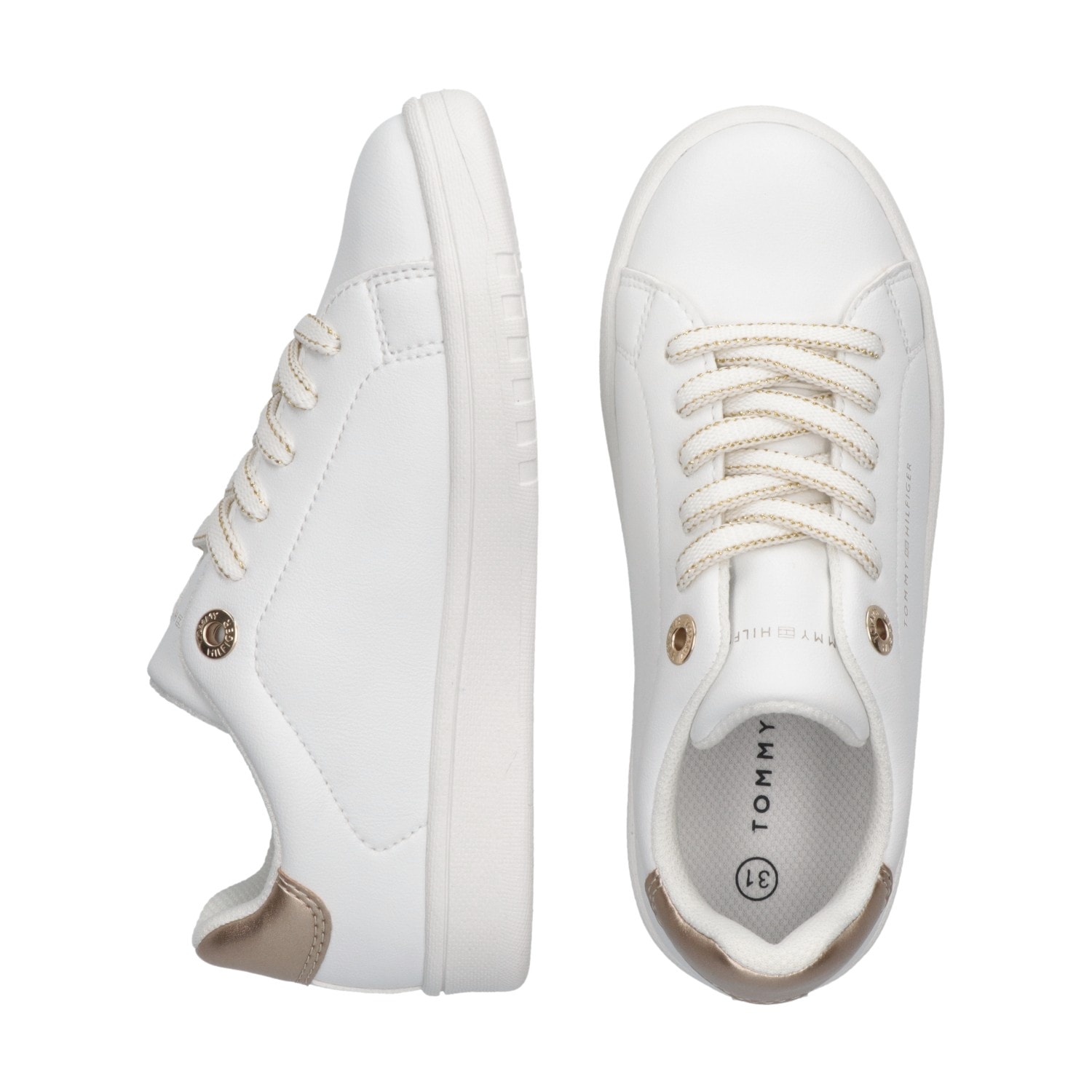 Tommy Hilfiger Sneaker, Schnürschuh, Court Sneaker, Mädchen Schuh mit Metallic Ferse