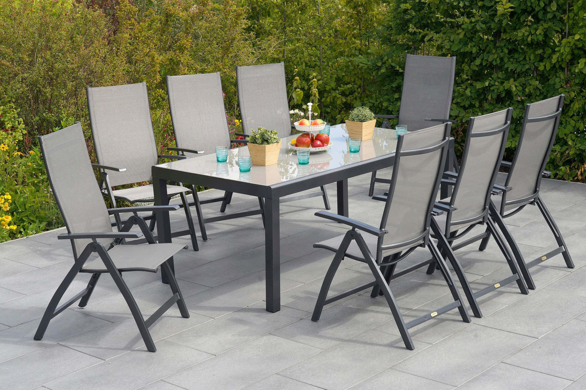 Garten-Essgruppe MERXX, grau, Aluminium, Polyester, Sitzmöbel-Sets, "Vicenza"