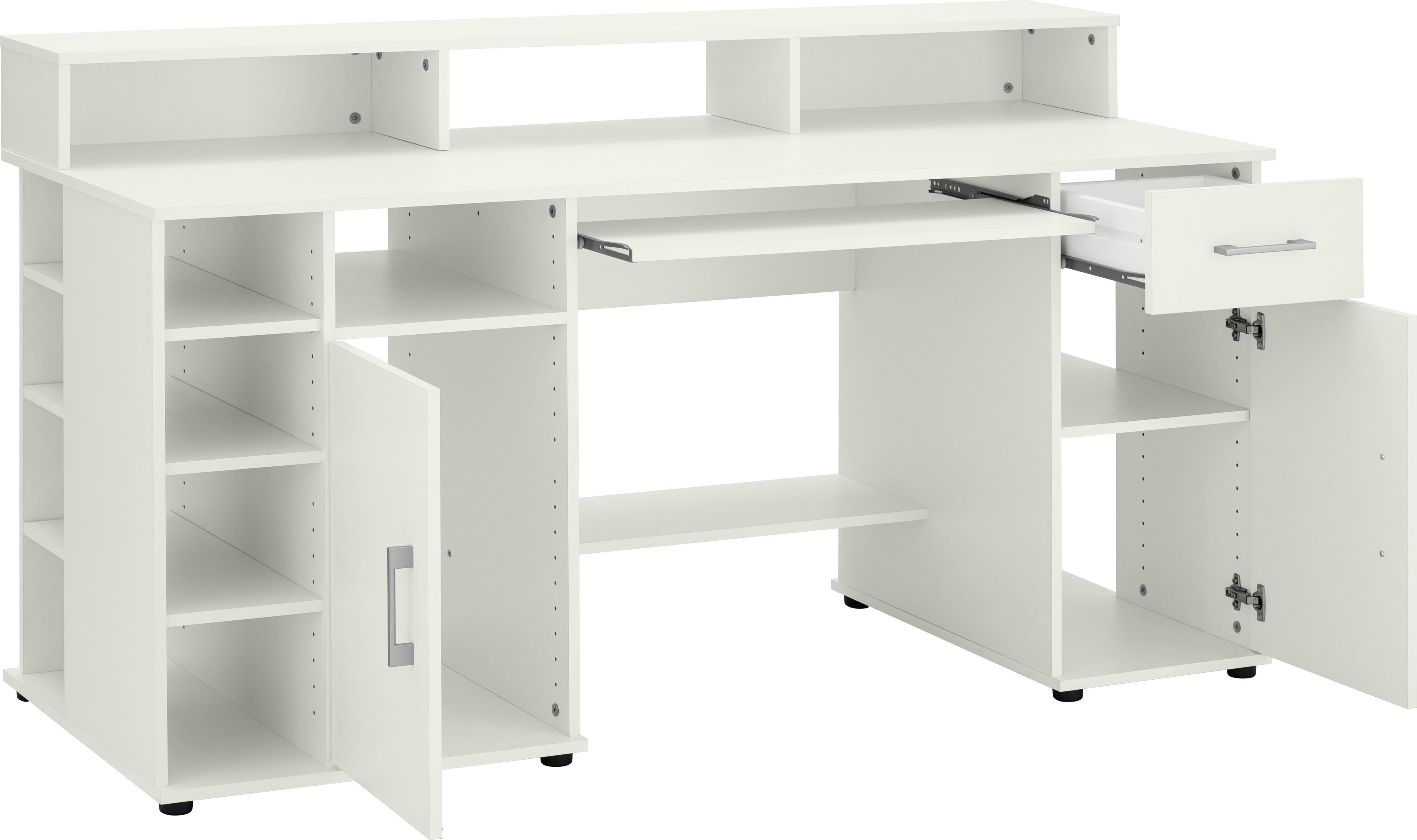 VOGL Möbelfabrik Schreibtisch "Timra mit Monitoraufsatz, Tastaturauszug & Towerfach," Breite 154 oder 178 cm, Made in Germany