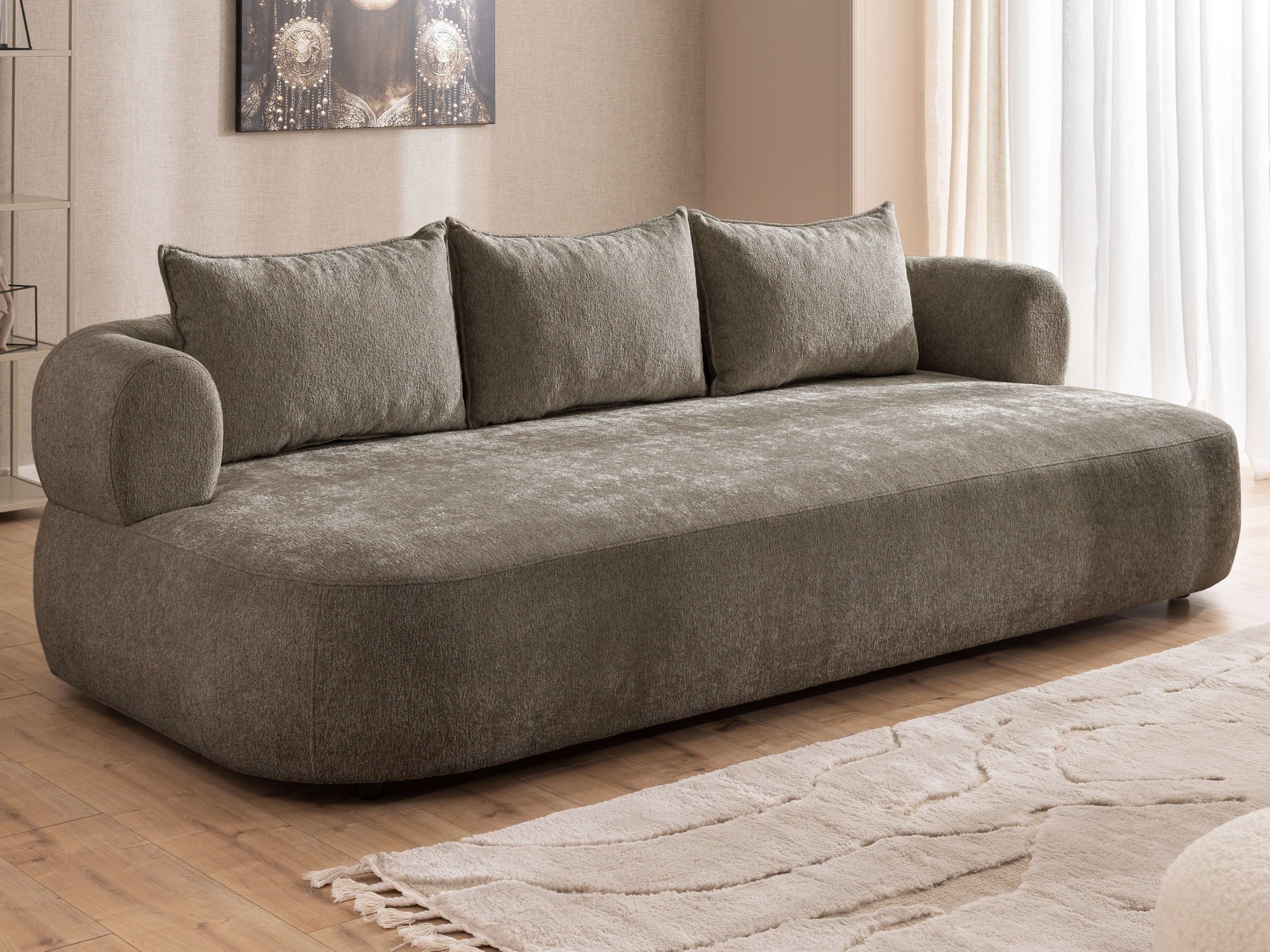 Home affaire Big-Sofa »LUSSAC 4-Sitzer Design-Sofa mit Zierkissen, Maße B/T/H: 242/123/78 cm«, hoher Sitzkomfort und modernes Design, Sofa ohne Bettfunktion