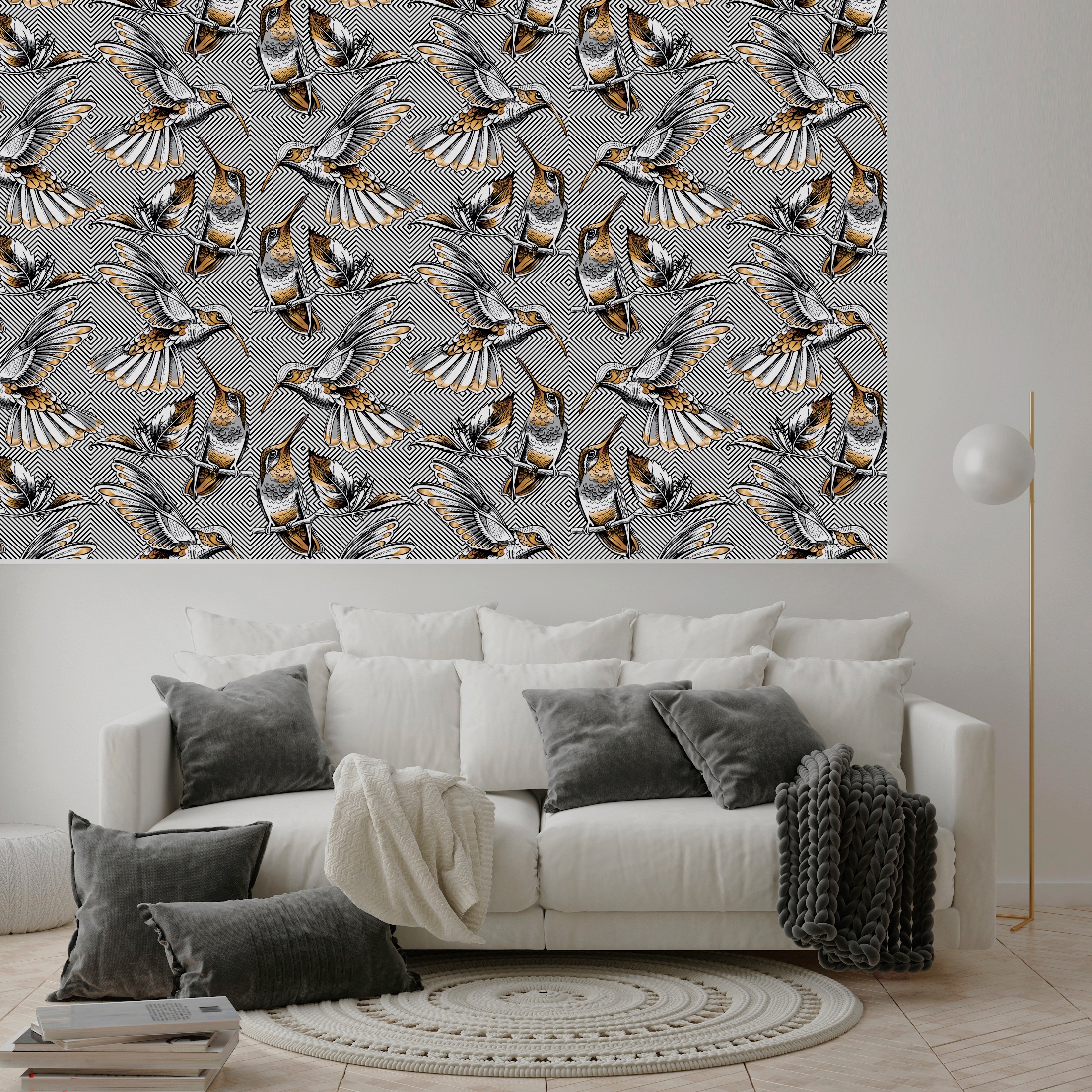 queence Vinyltapete »Lola«, gemustert-Farbverlauf-bedruckt-abstrakt, 90x250cm, selbstklebend, kinderleichte Anbringung, Sticker