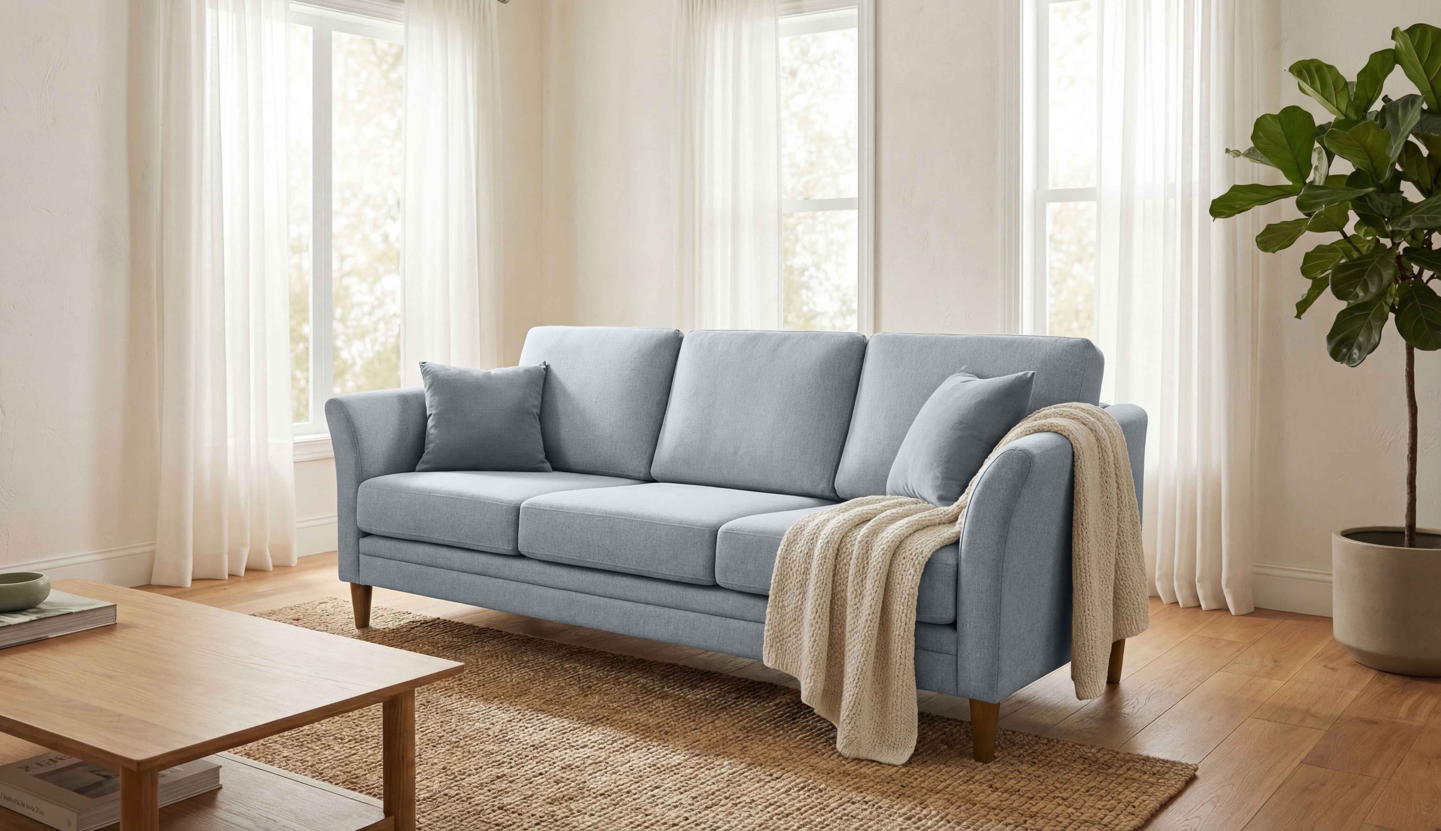 OTTO home 3-Sitzer "Arellano, Breite 217 cm" klassisches Design, 2 Zierkissen inklusive, Webstoff fein