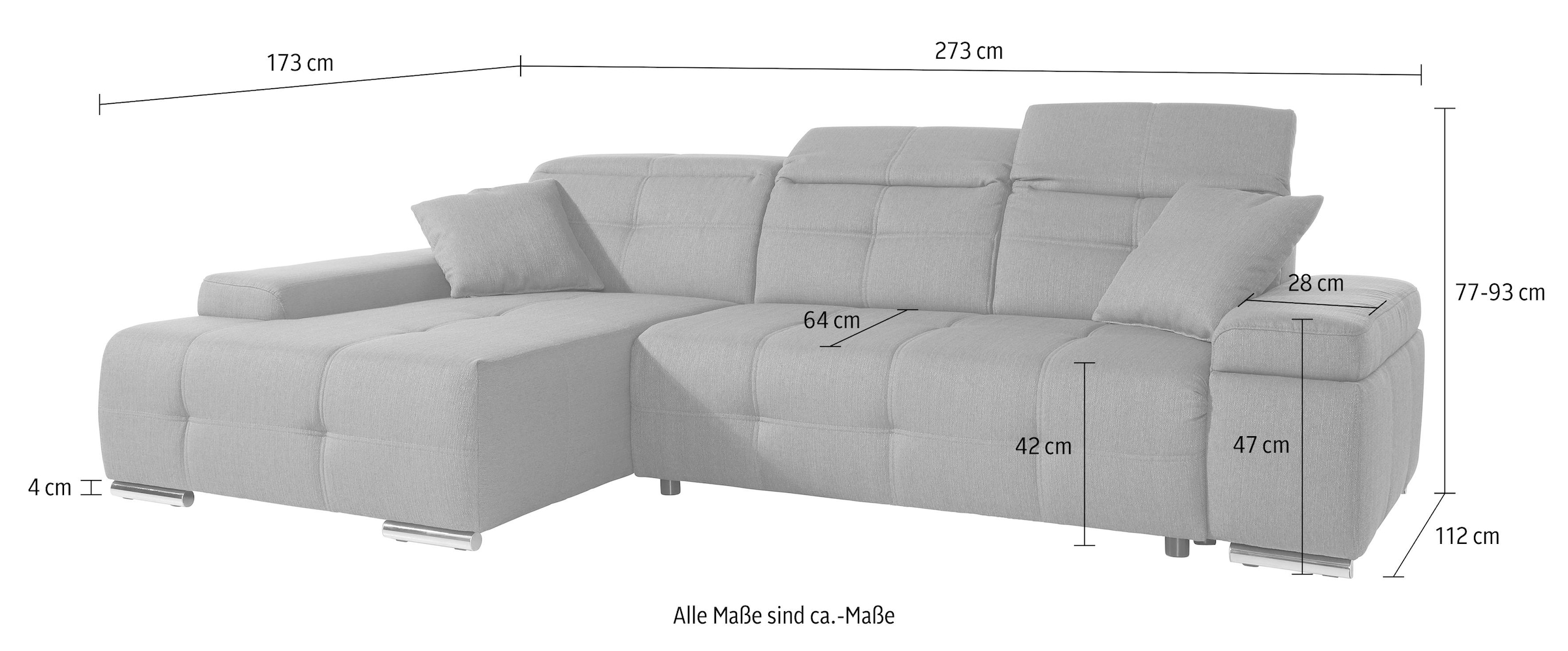 sit&more Ecksofa »Mistral L-Form«, wahlweise mit Bettfunktion