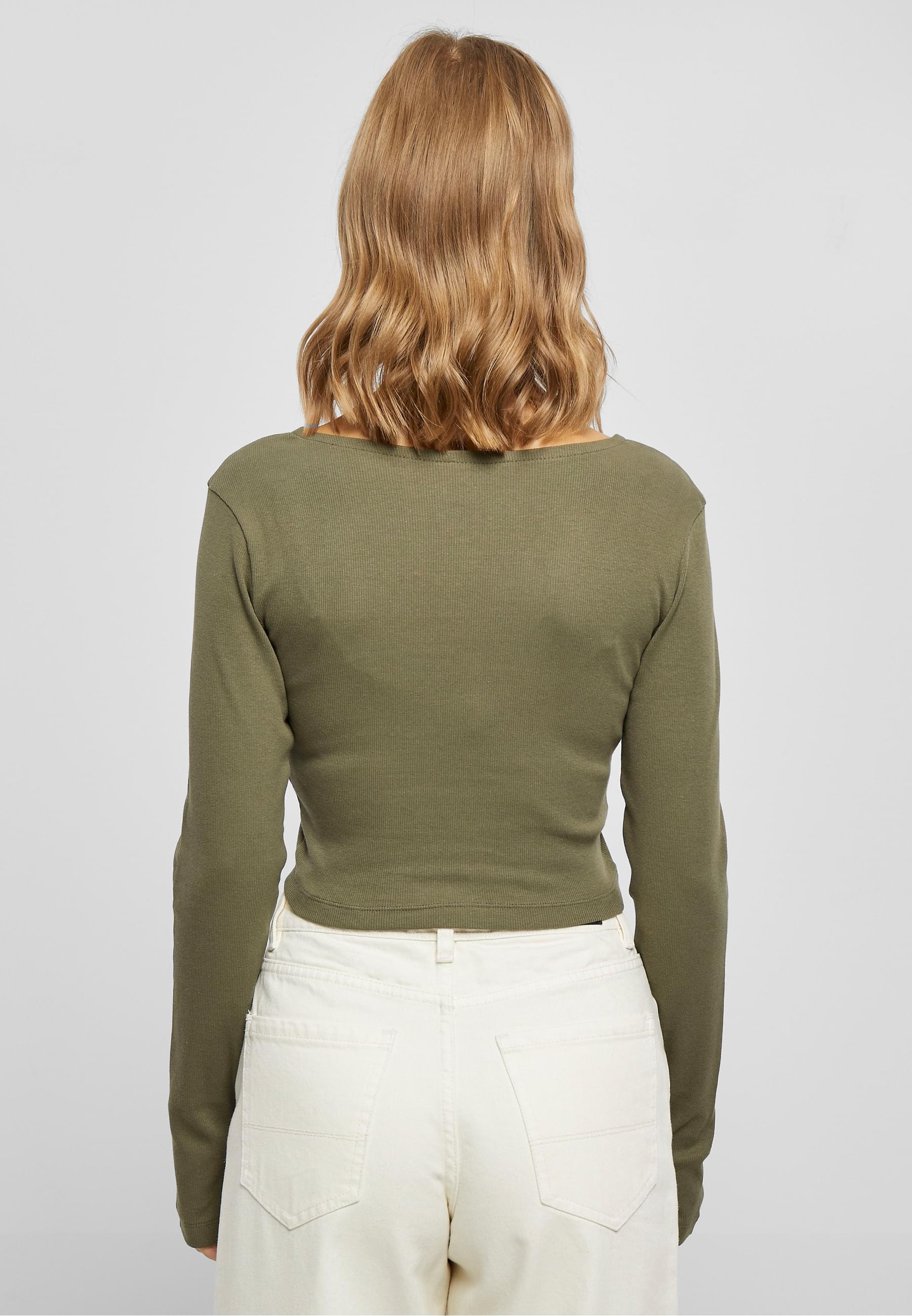 URBAN CLASSICS Longsleeve »Urban Classics Damen Ladies Short Rib Corsage Longsleeve«, (1 tlg.)