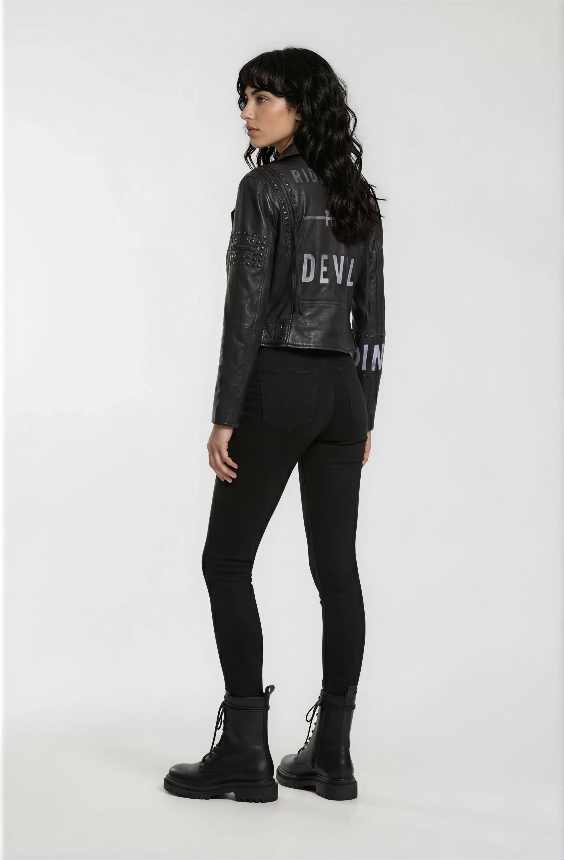 trueprodigy Lederjacke »Ava mit Print und Nieten« ohne Kapuze