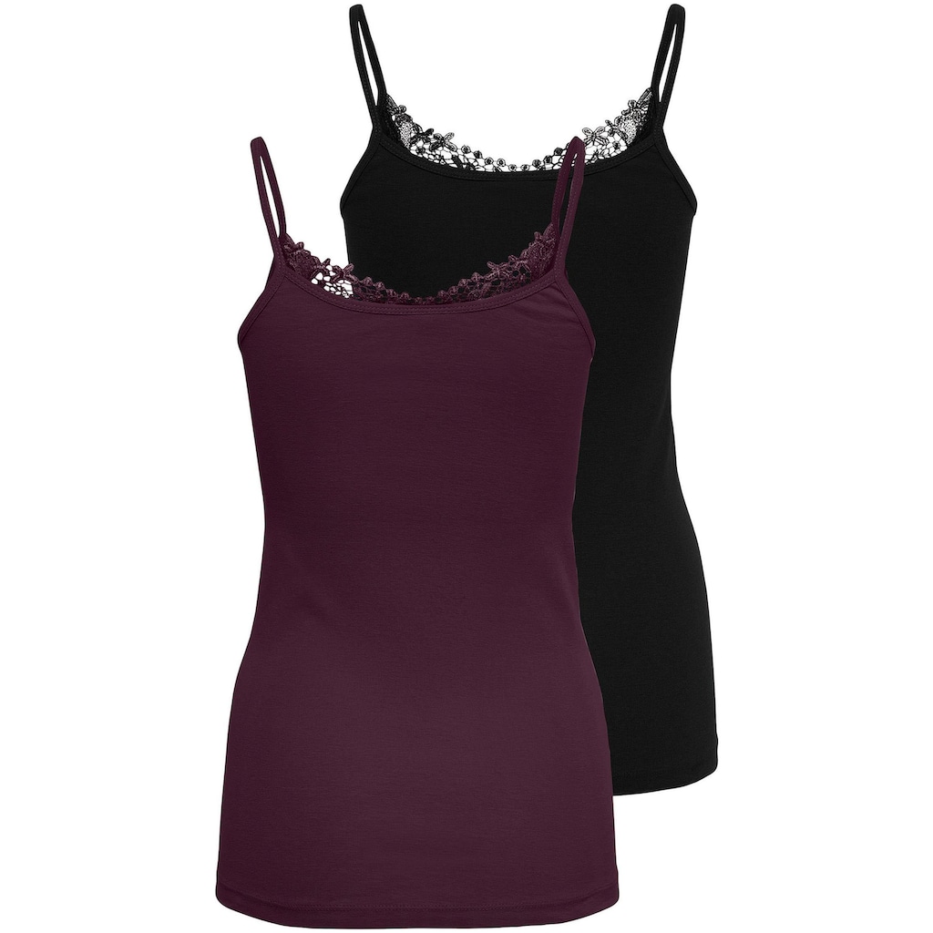 ONLY Spitzentop »ONLKIRA LACE SINGLET 2PACK NOOS«, (2er-Pack)