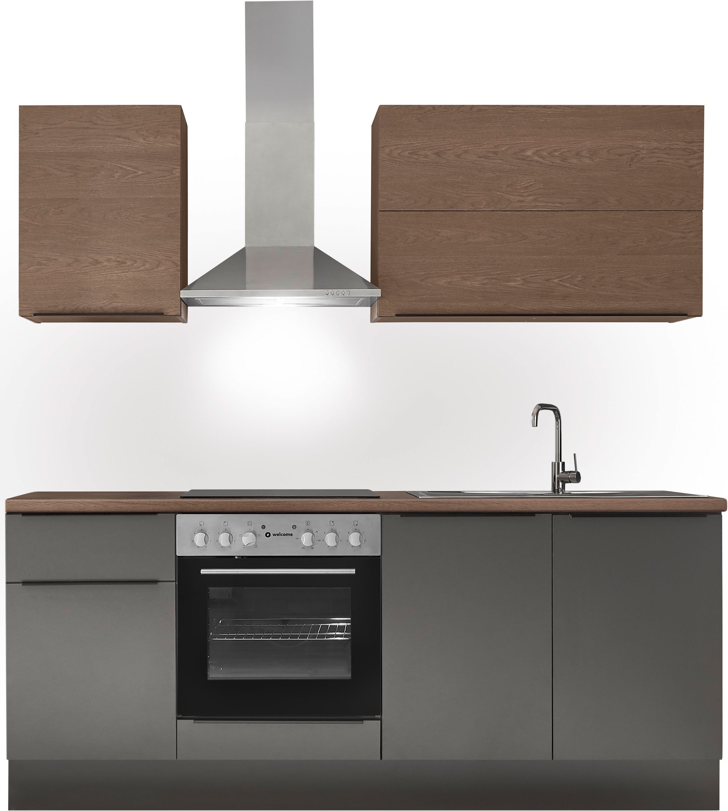KOCHSTATION Küchenzeile "Cocco" Breite 210 cm, wahlweise mit E-Geräten und Induktion