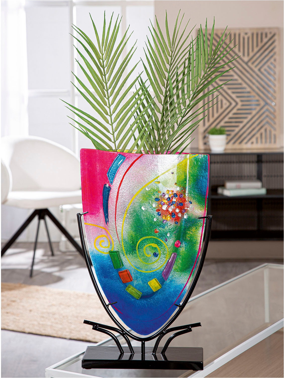 Casablanca by Gilde Tischvase "Vase oval Cool blau; pink H. 49 cm", (1 St.) günstig online kaufen